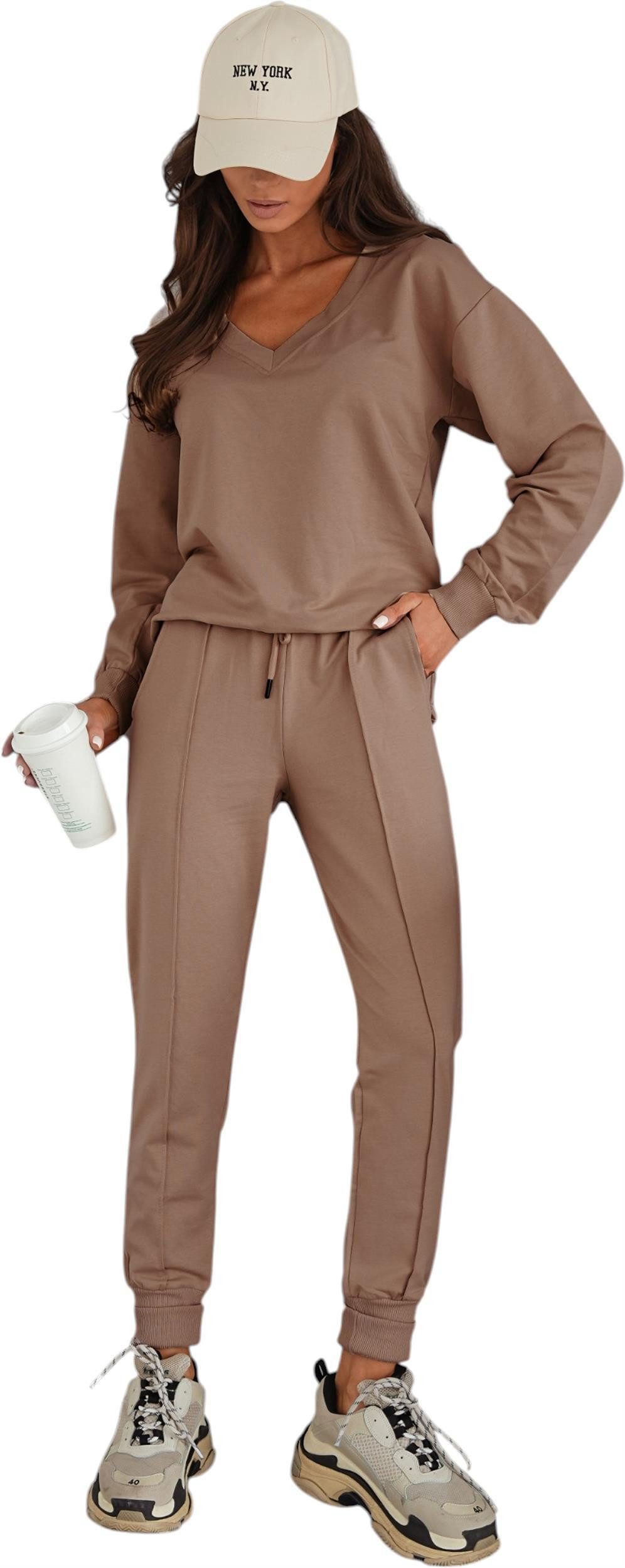 EloModa Jogginganzug Damen Jogginganzug Freizeitanzug mit Sweatshirt Baumwo günstig online kaufen