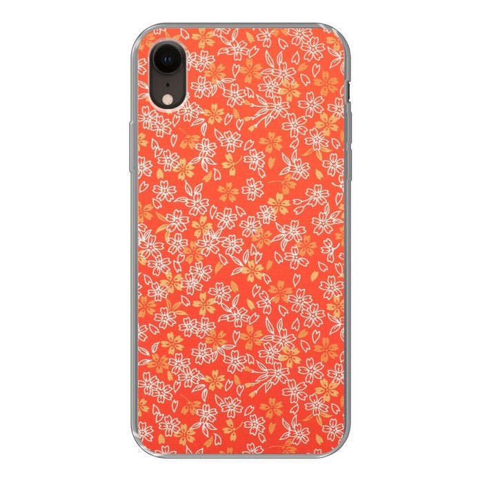 MuchoWow Handyhülle Ein orange-weißes Blumendesign Handyhülle Apple iPhone XR Smartphone-Bumper Print Handy