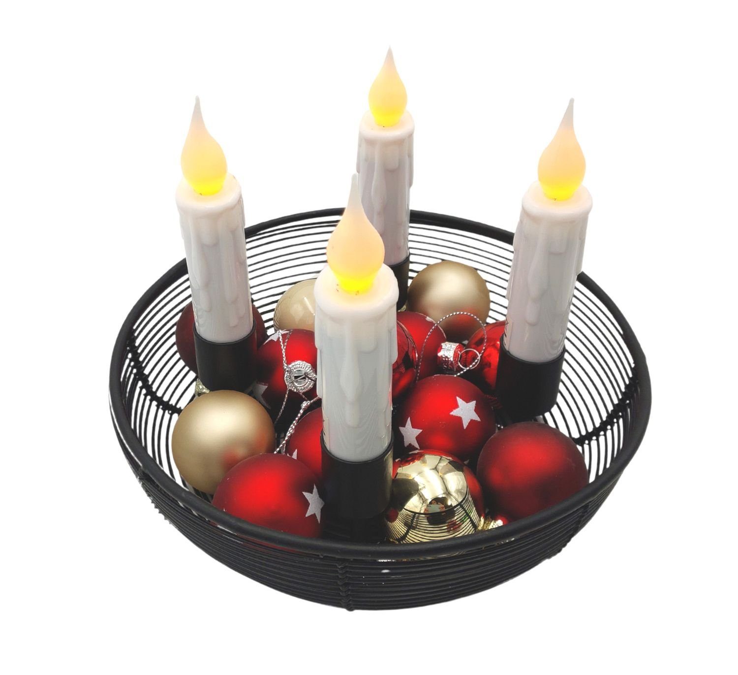 Kerzenhalter Metall-Adventskranz mit Adventsleuchter Weihnachtsdeko BURI Metallschale Ø20cm