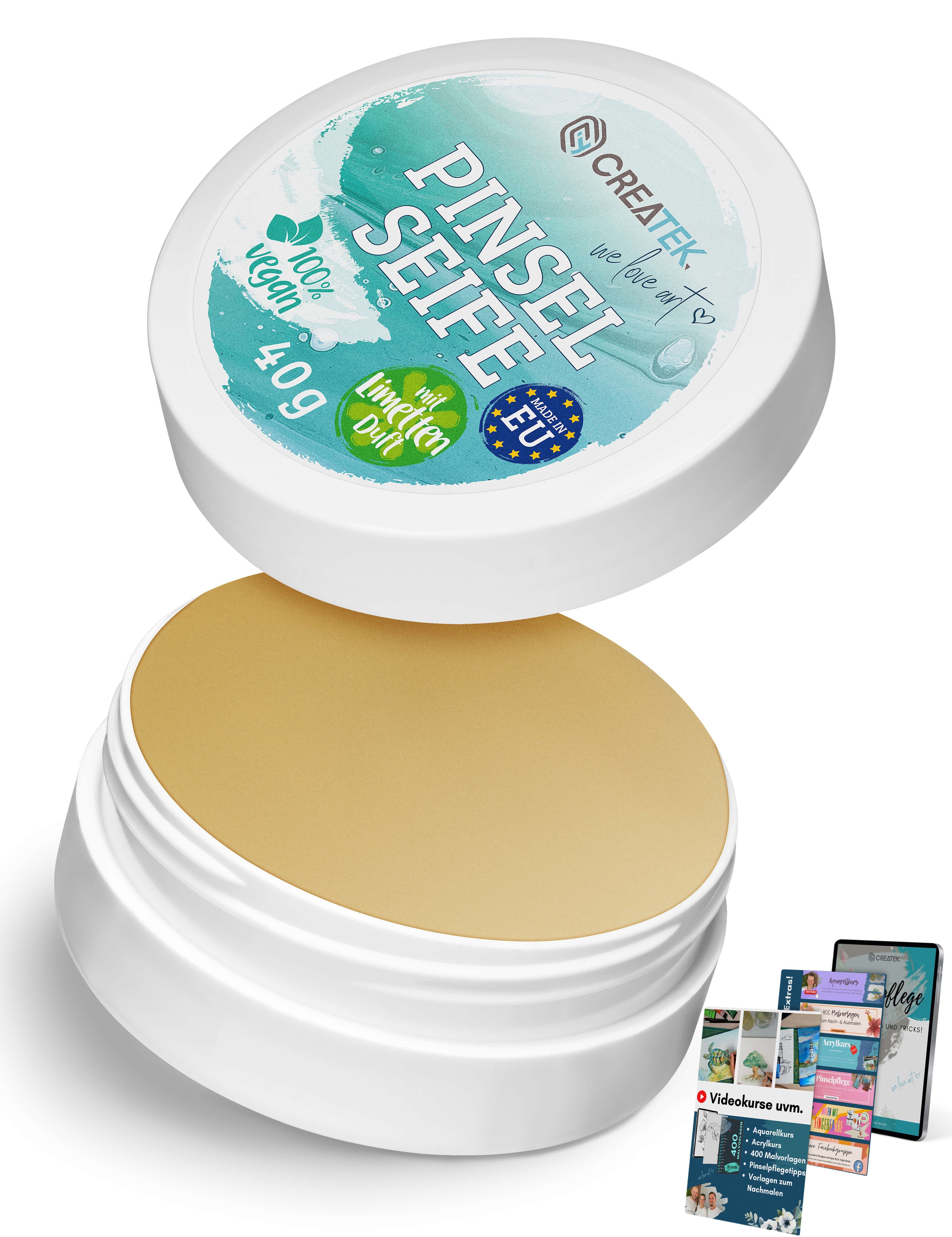 (Profi-Tipps Reinigung E-Book) Acrylfarbe CreaTek Aquarellfarbe Pinsel um und Rund Pinselreiniger umfangreiches Pinselseife für die
