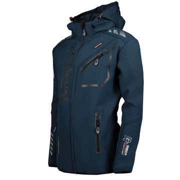 Geographical Norway Softshelljacke Herren Outdoor Jacke brroyaute Navy-Schwarz (Herbst Winter Jacke Softshell Jacke, 1-St., Übergangs Regen Jacke) Mit kaputze, S Bis 7XL