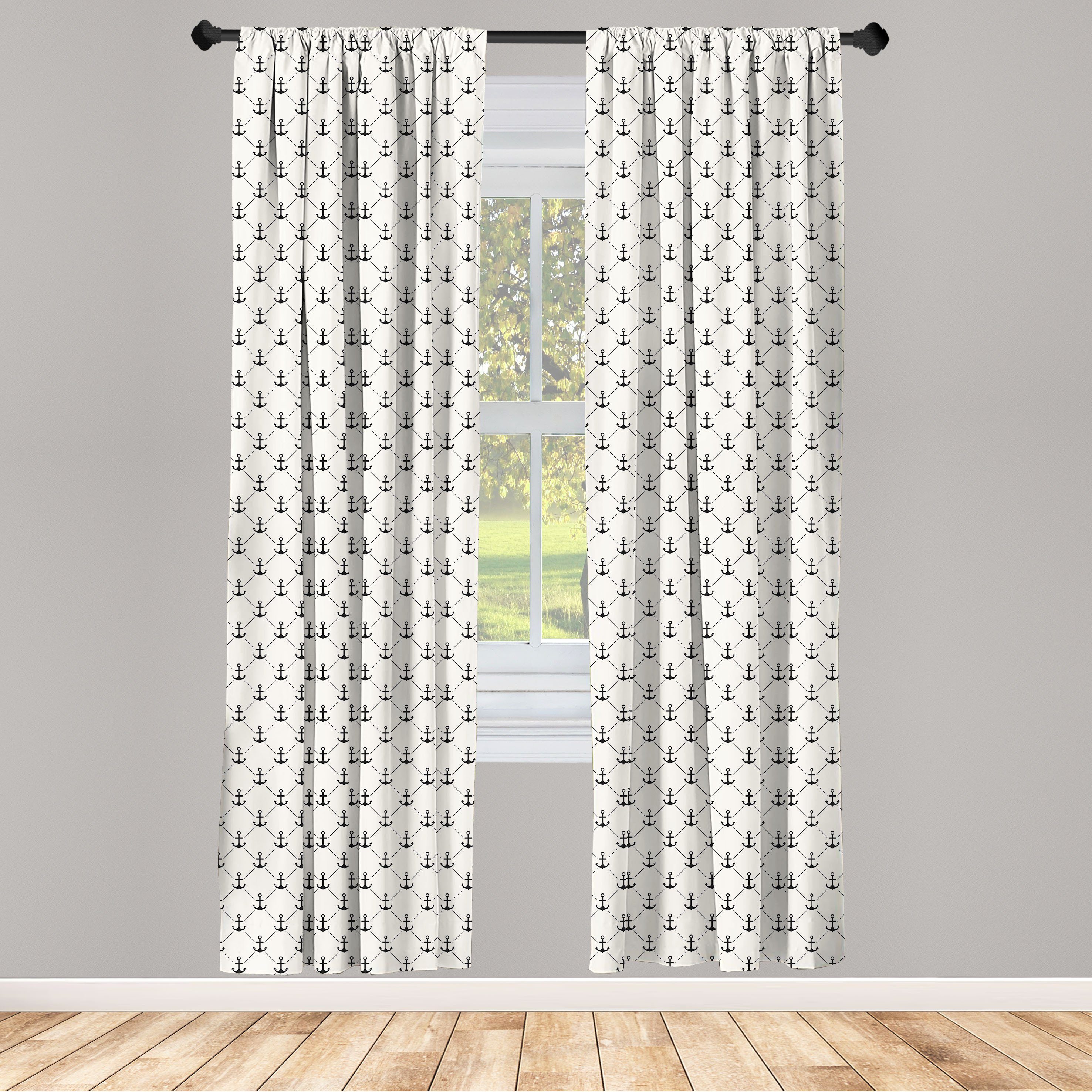 Gardine Vorhang für Wohnzimmer Schlafzimmer Dekor, Abakuhaus, Microfaser, Anker Abstrakte Retro Segeln