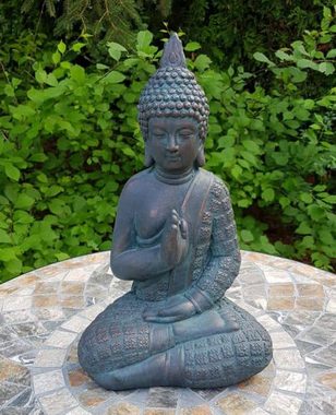 K&L Wall Art Buddhafigur Buddha Gartenfigur Feng Shui Deko Statue Mönch Steinfigur, Zen Wellness Figurine Metalloptik