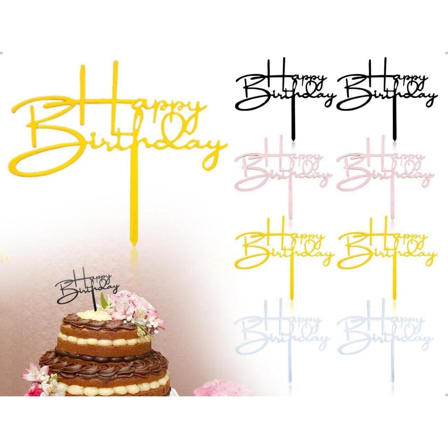 Sticker Tortendeko Happy Birthday Cake Cupcake Topper Acryl 4 Farben Satz 3 8