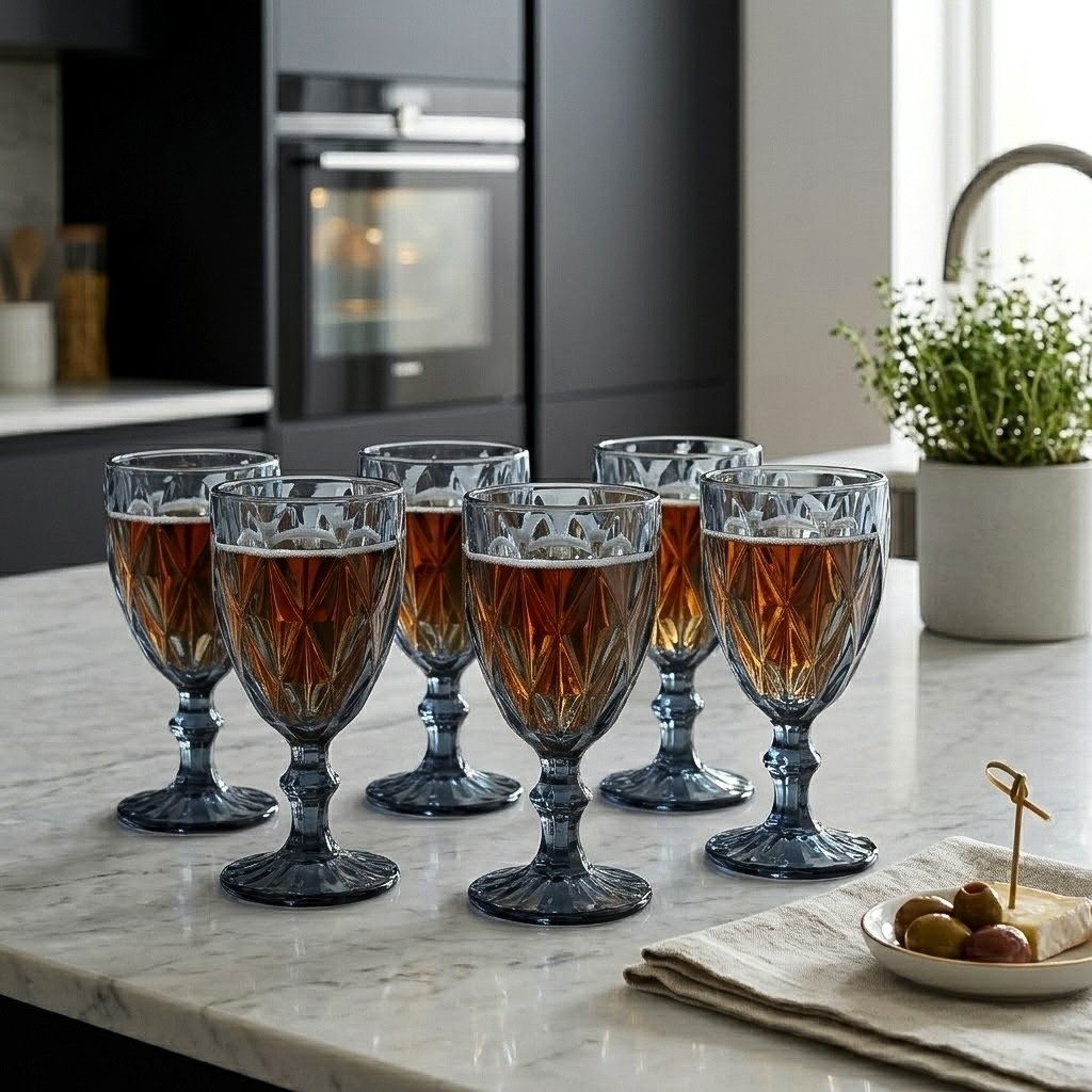 Cheffinger Gläser-Set - 6 Teiliges Set aus Glas - Trinkgläser in Blau, Glas, ideal für den täglichen Gebrauch, perfekt für Familienhaushalte – Bild 5 von 5