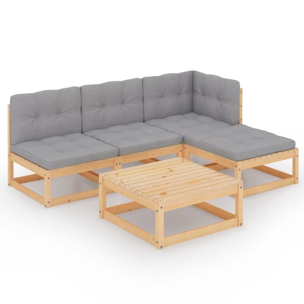 Garten-Lounge-Set Kiefer Massivholz, 5-tlg. Gartenlounge-Set mit Kissen vidaXL (1-tlg)