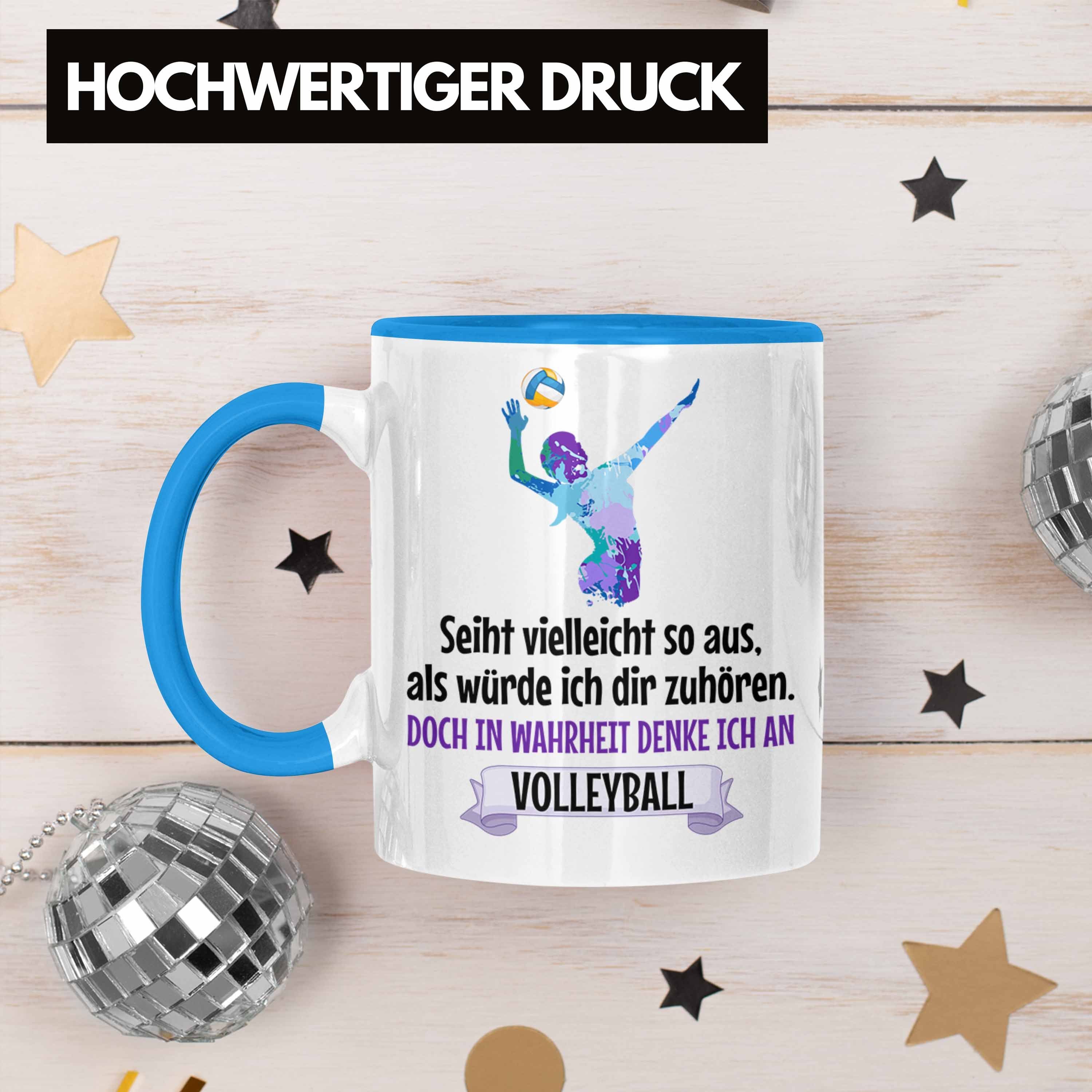 Herren Trendation Spielerin - Geschenk Tasse Tasse Zubehör Trendation Coach Kaffee Volleyball-Spieler Volleyball Mädchen Blau