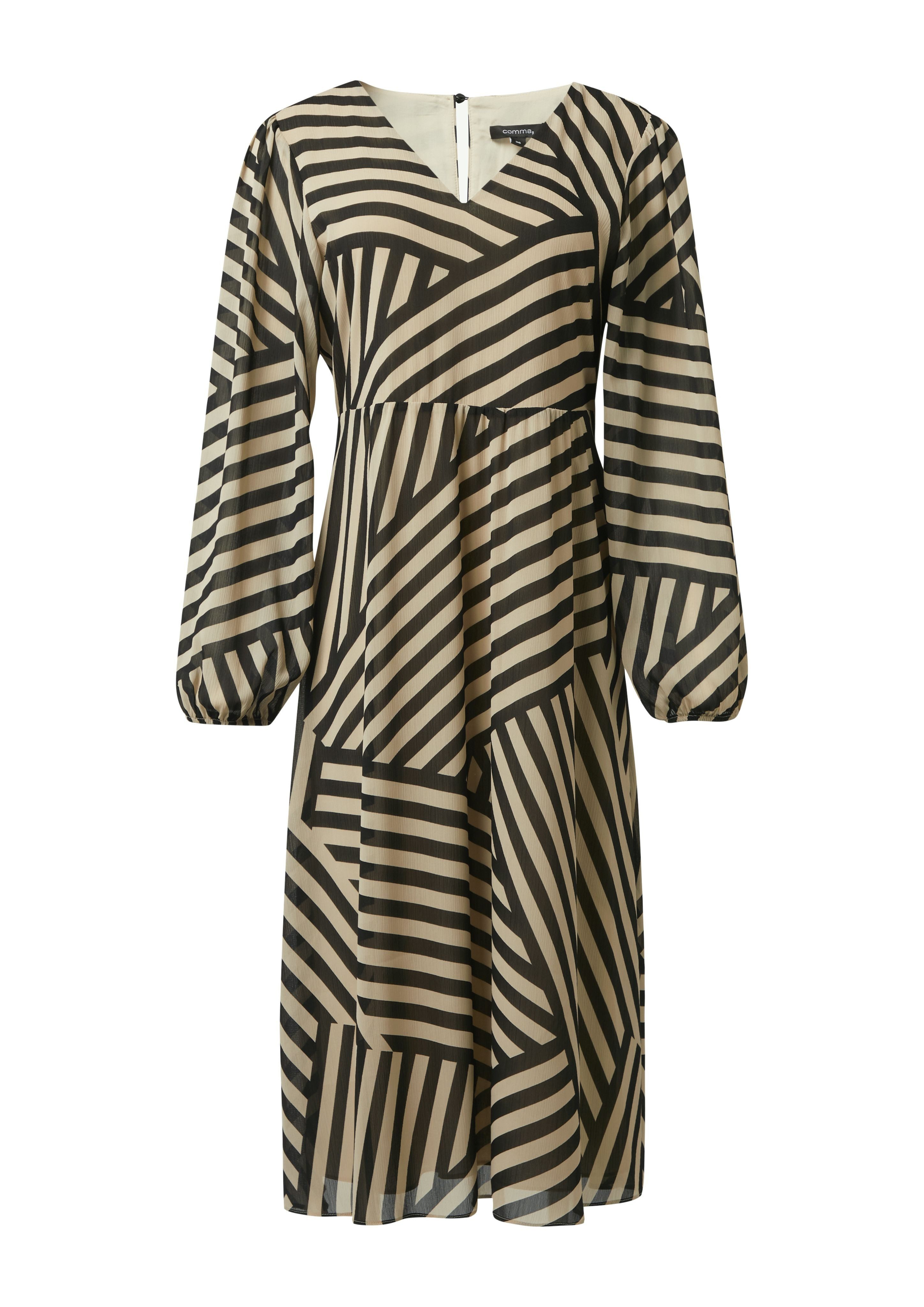 Comma Maxikleid Gestreiftes Midikleid aus Chiffon günstig online kaufen