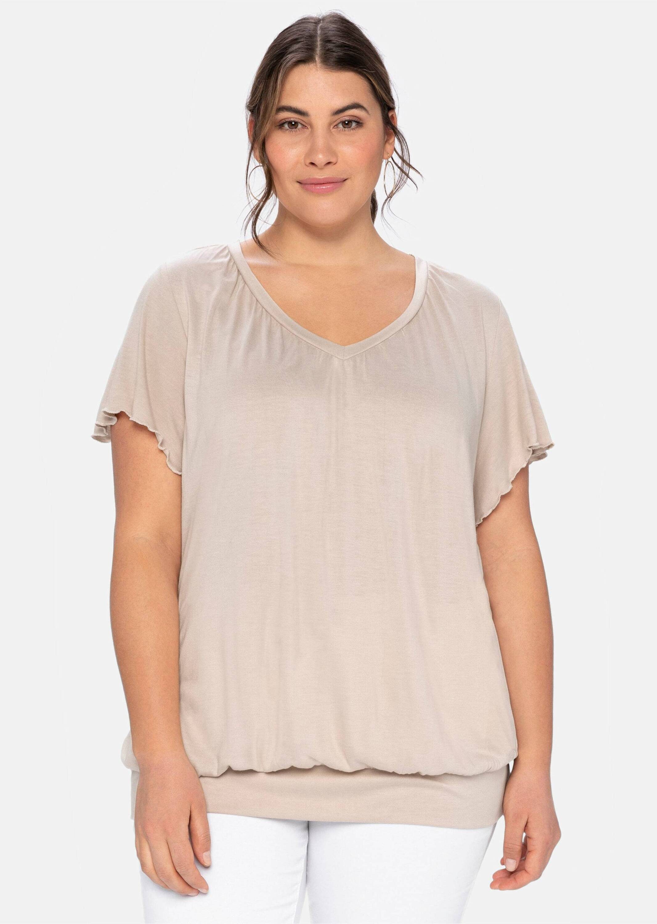 Sheego T-Shirt T-Shirt Kurzarm mit Flügelärmeln