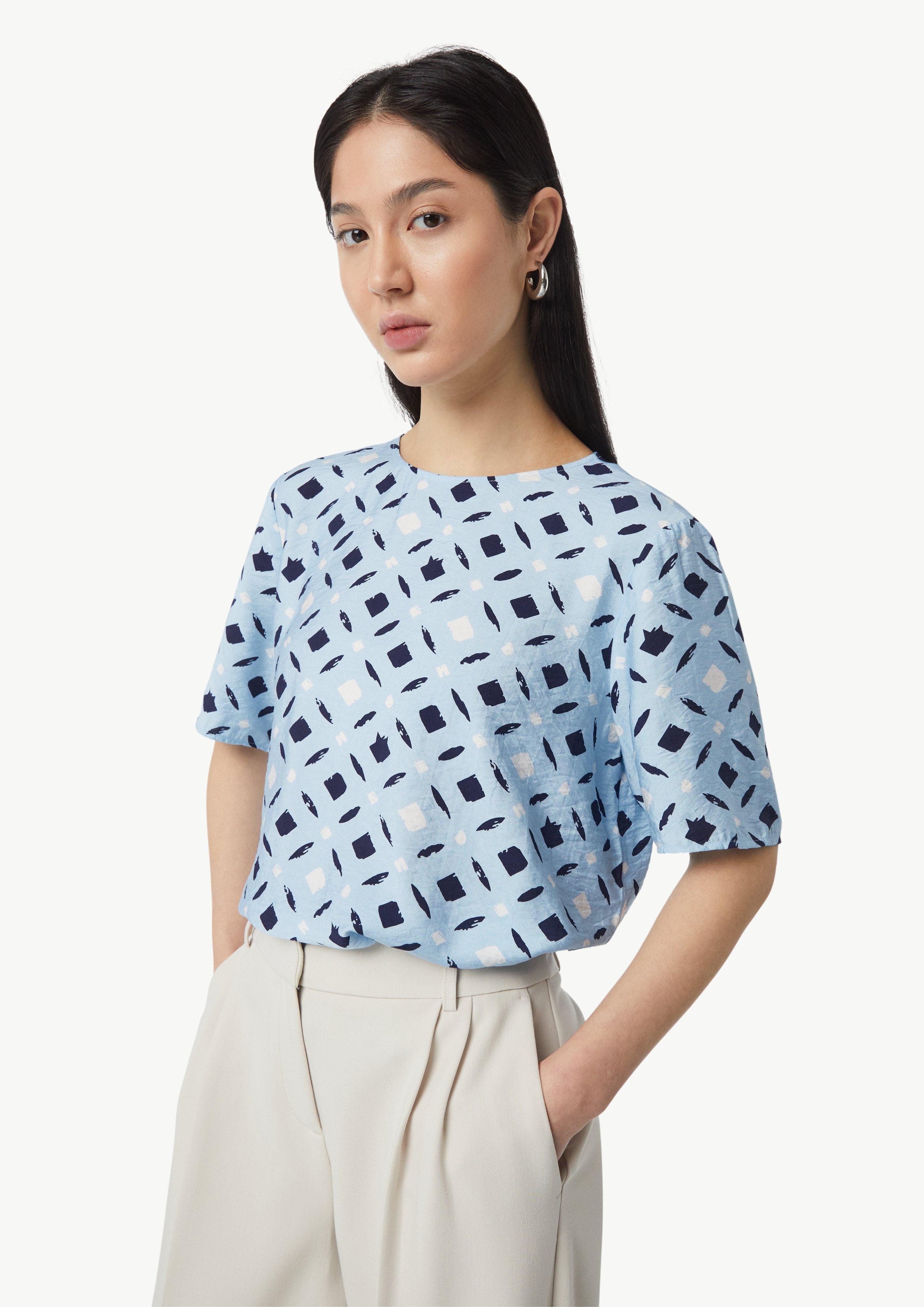 Kurzarmbluse Twilllbluse mit All-over-Print