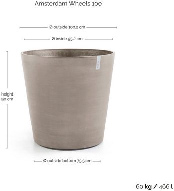 ECOPOTS Blumentopf Amsterdam mit Rollen 100 Taupe, für innen und außen: frostsicher, bruchsicher und lichtbeständig