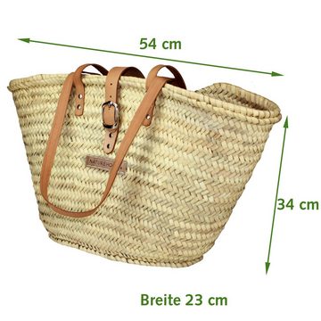 NATUREHOME Korbtasche Shopper Strandtasche mit Henkel und/oder Umhängeriemen, Handarbeit, Geflochten, Palmblätter