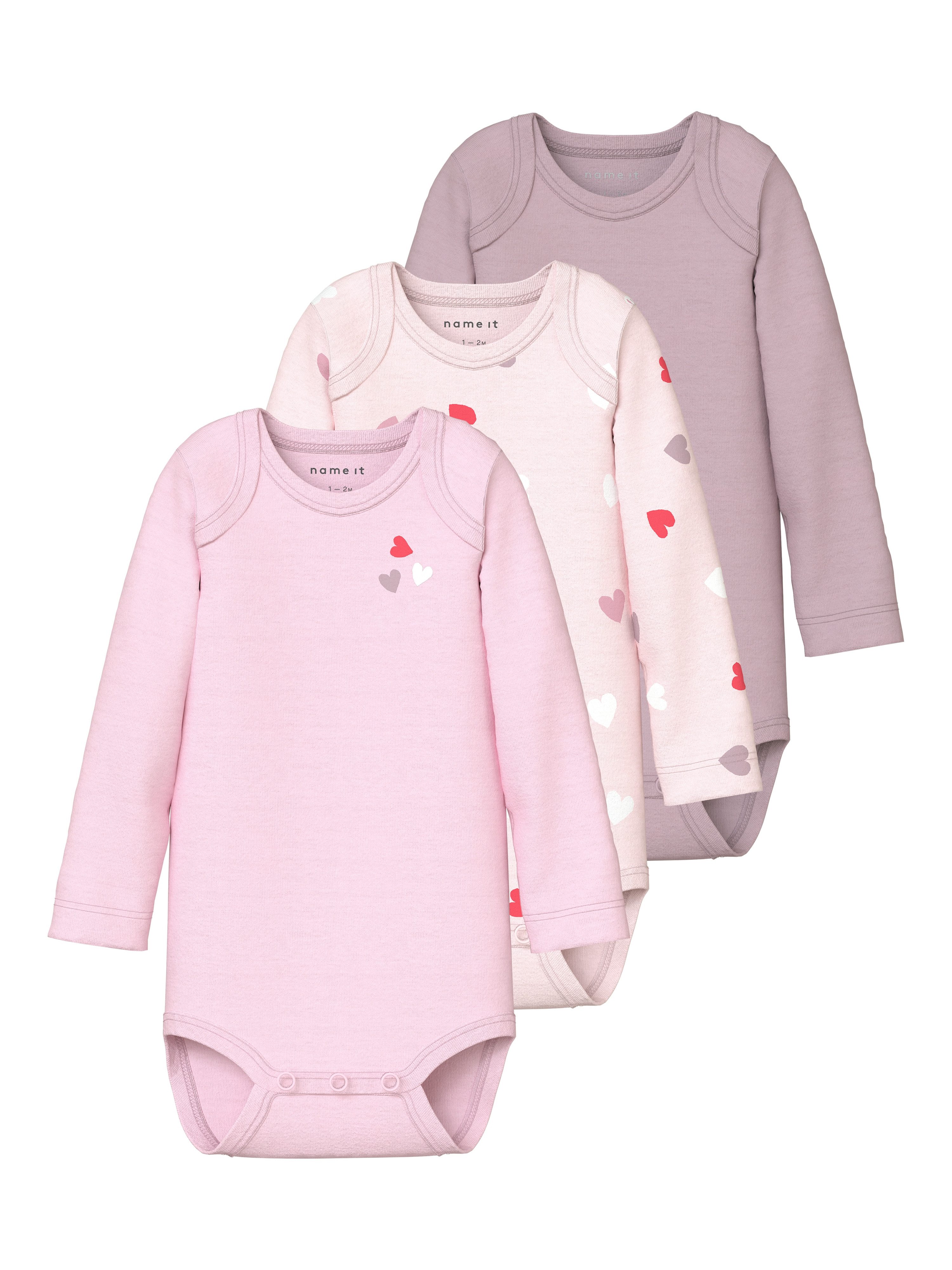 Name It Langarmbody NBFBODY 3P LS CARINARIA HEART NOOS (Packung, 3-tlg)