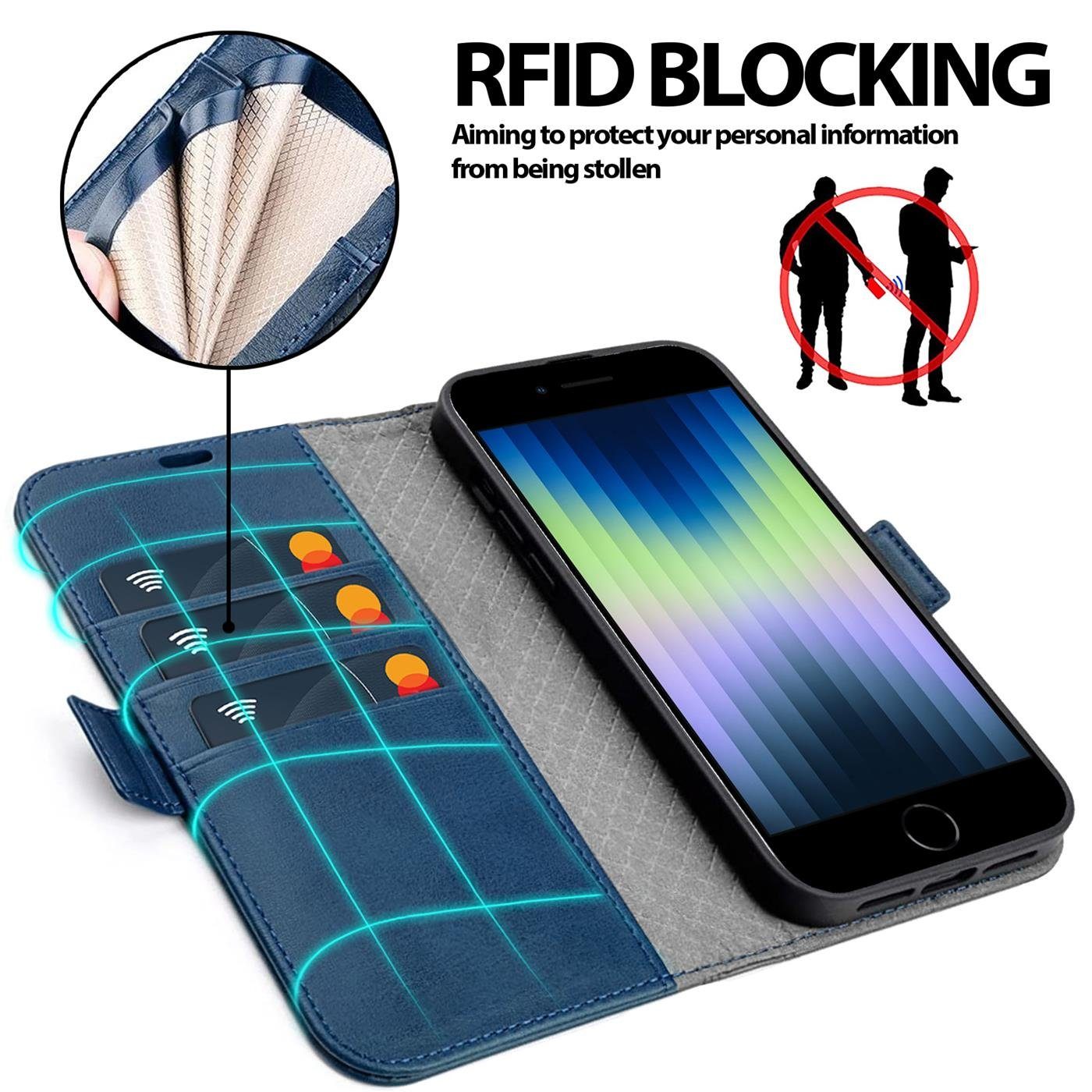 CoolGadget Handyhülle Book Case Elegance Tasche für iPhone SE 2020 2022 4,7 Zoll, Hülle Magnet Etui Klapphülle für iPhone SE, iPhone 7 / 8 Schutzhülle – Bild 4 von 5