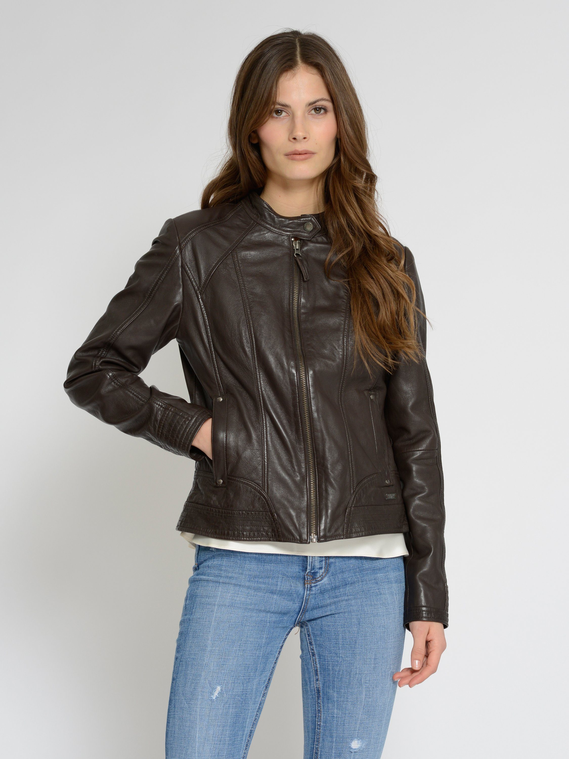 Lederjacke dark MUSTANG Blanca brown