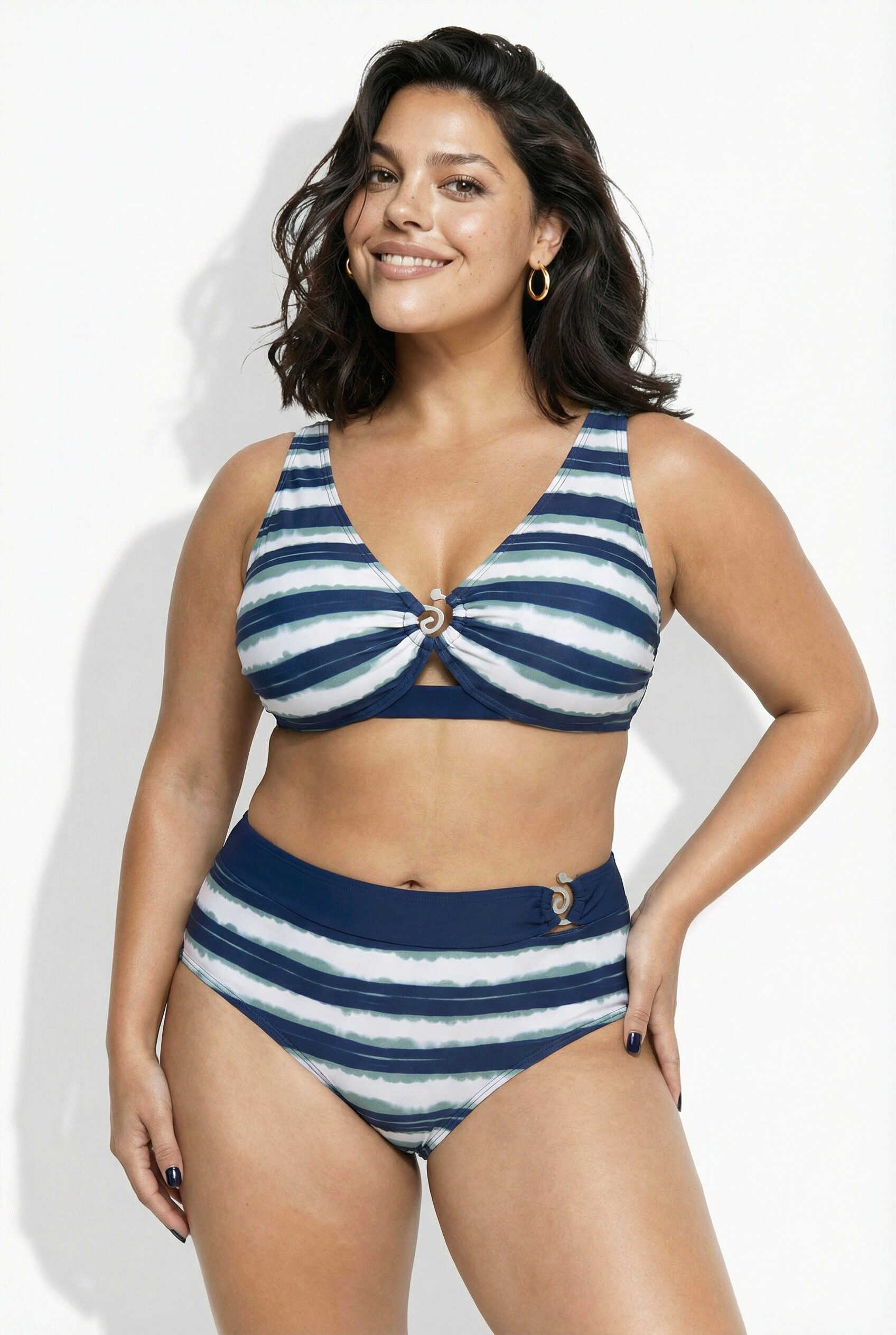 Ulla Popken Soft-BH Bikini Streifen Softcups Träger verstellbar günstig online kaufen