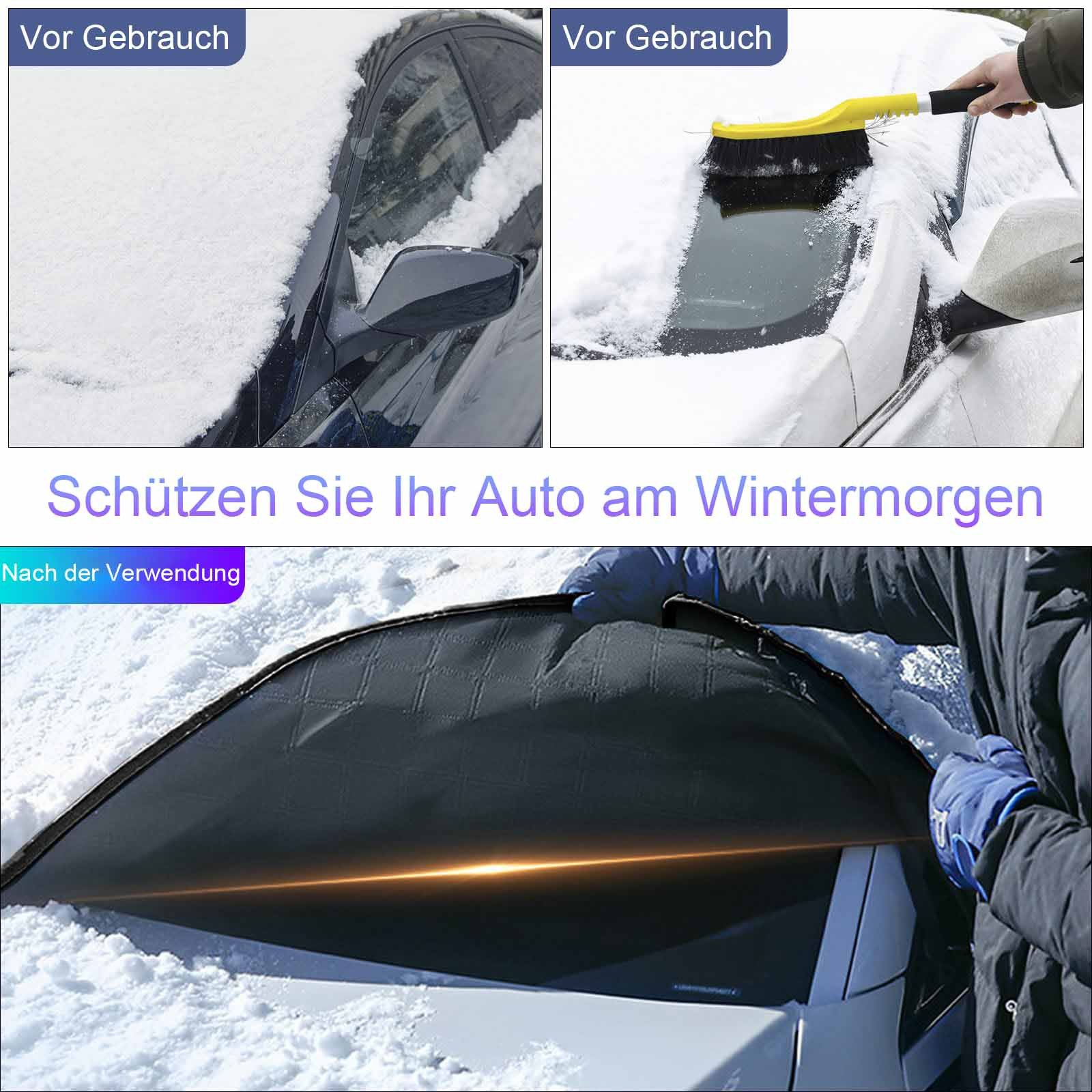 REDOM Windshield Cover, Car Protective Cover, 148 x 120 cm (Four-layer structure with insulating, tear-resistant aluminum foil, 1 pc., double-ear design with 9 magnets and hooks), frost cover suitable for cars and SUVs