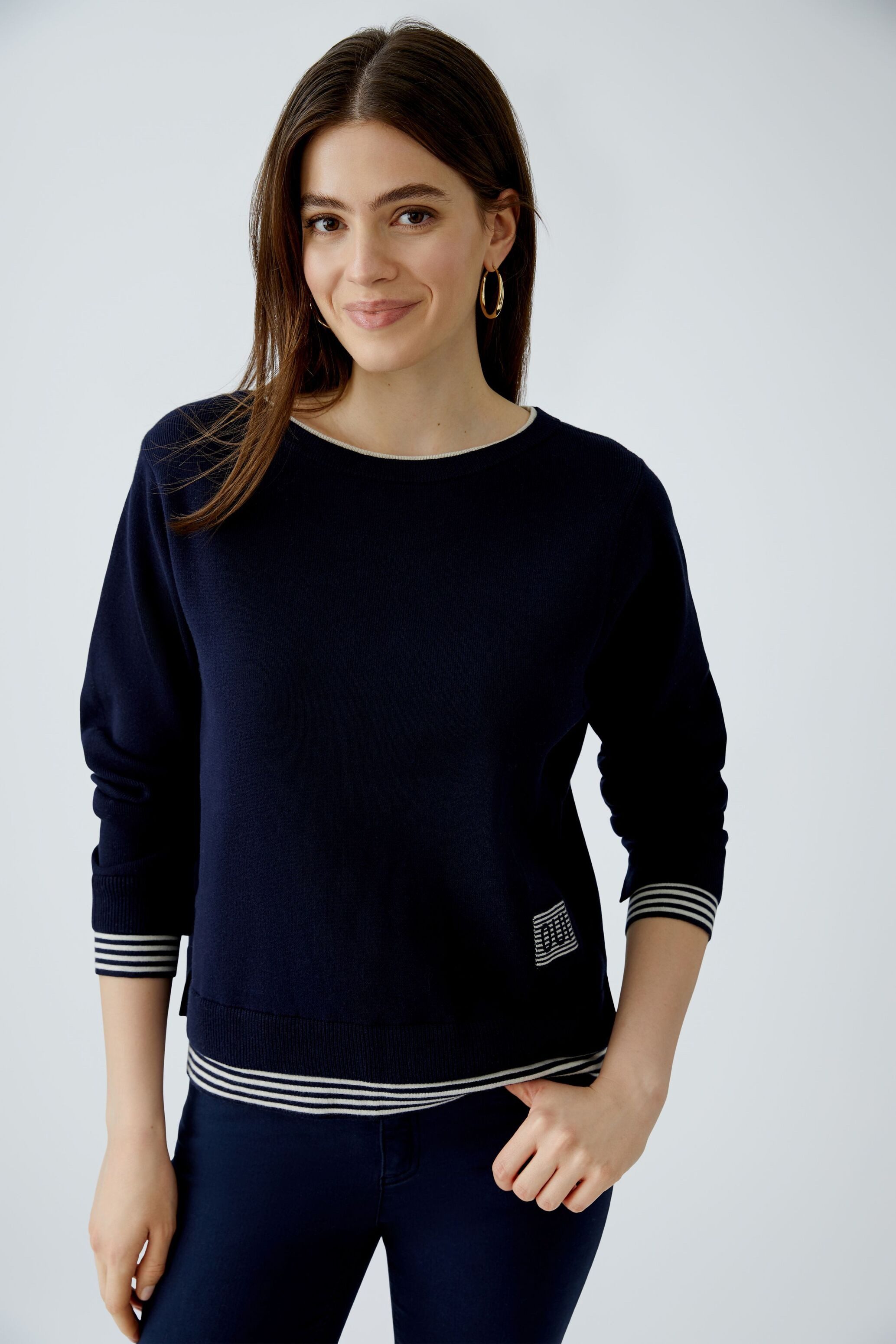Oui Rundhalspullover LEEZA Pullover reine Baumwolle günstig online kaufen