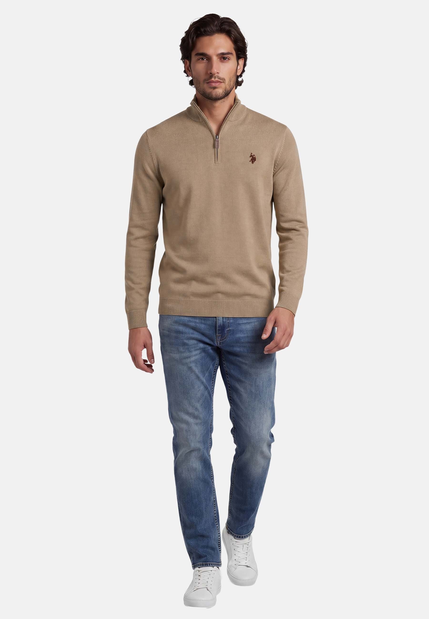 U.S. Polo Assn. Stehkragenpullover USKnooxx – Herren Half-Zip Strickpullover Baumwoll-Viskose-Mix, weiche Qualität und sportiver Look – Bild 3 von 5