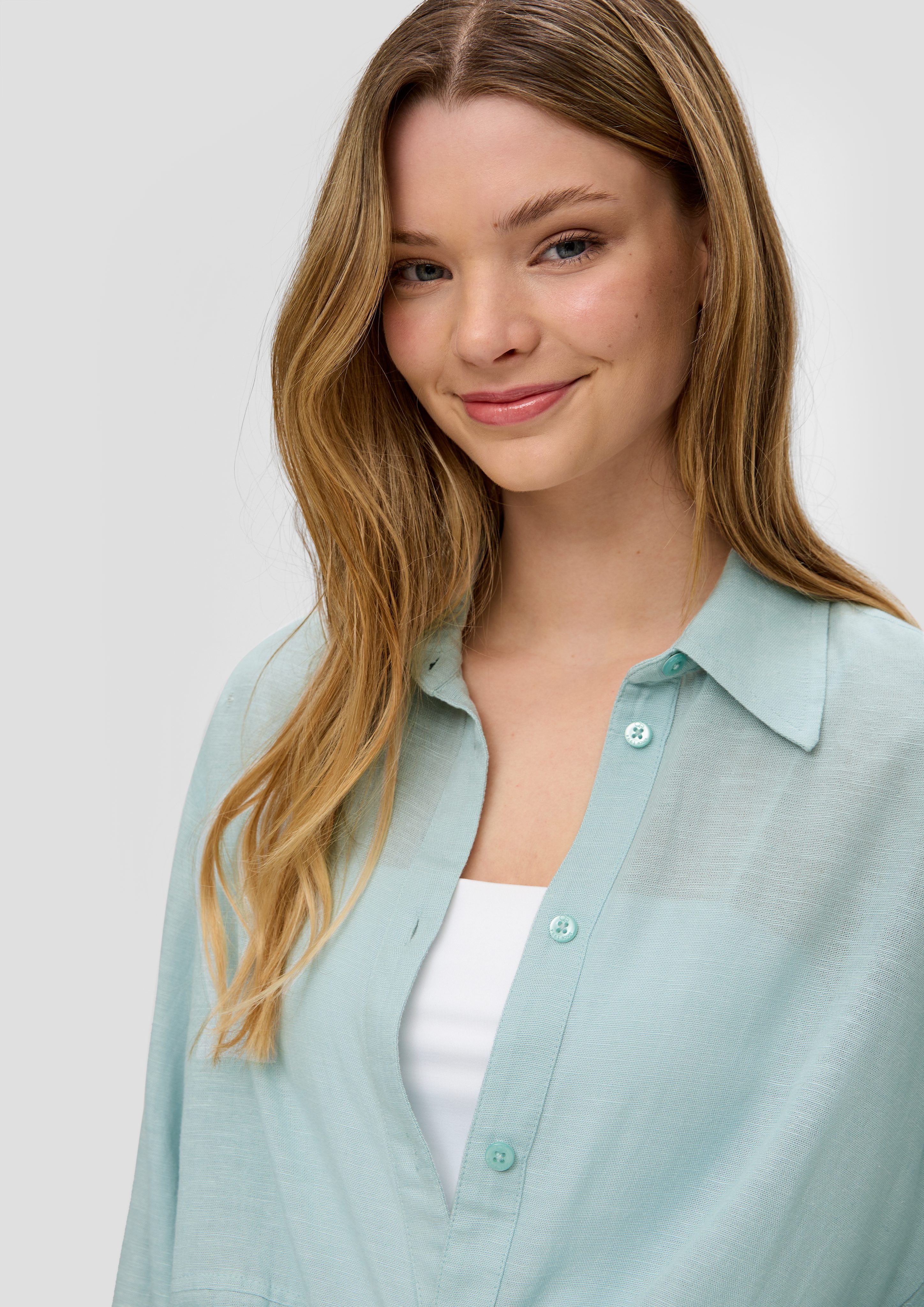 QS Langarmbluse Oversized Bluse aus Viskosemix günstig online kaufen