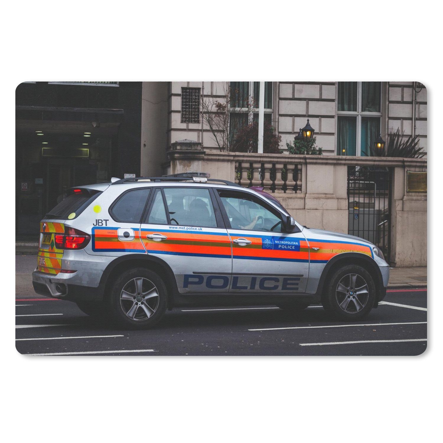 MuchoWow Gaming Mauspad Auto - Polizei - Straße (1-St), Mousepad mit Rutschfester Unterseite, Gaming, 120x80 cm, XXL, Großes