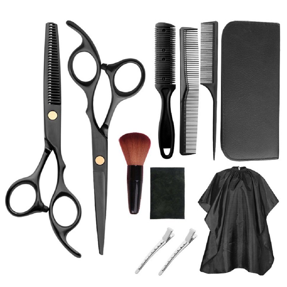 HYTIREBY Haarschere Haarschere Friseurschere Profi Haarschneideschere Professionelle Set, (set, 11-tlg), Haarschere und Modellierschere, strichmattiert