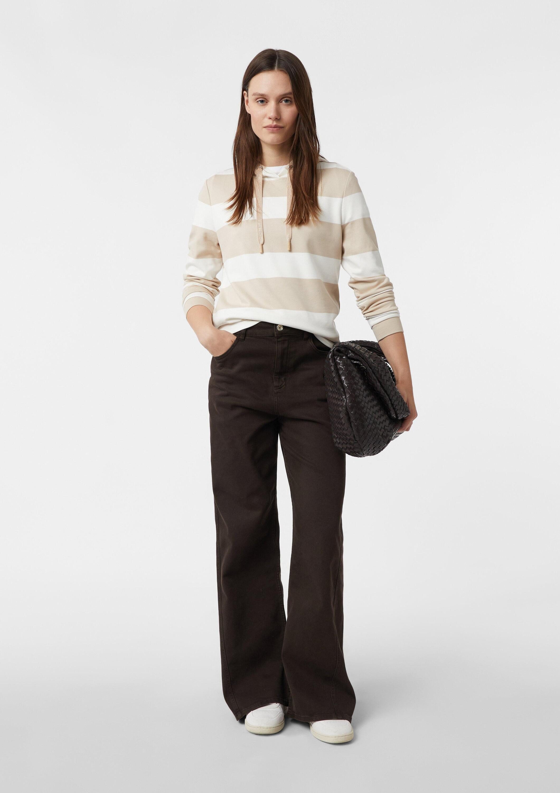 comma Sweatshirt Sweatshirt Gestreiftes Sweatshirt mit Kapuze