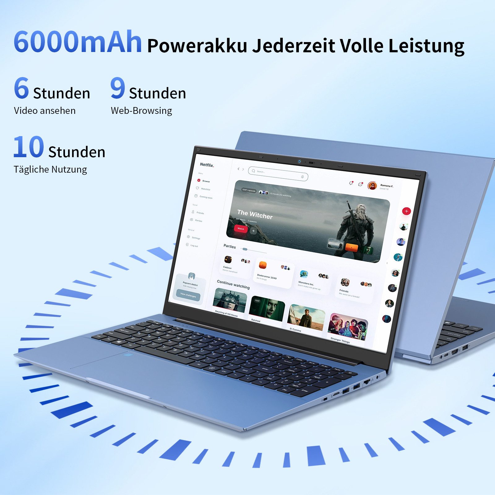 LONGEVINCE Full HD Business-Notebook, 16GB RAM Notebook (43,94 cm/17.3 Zoll, Intel Core i5-1038NG7, Intel UHD Graphics-Serie, 16 GB, 476 GB SSD, Wi-Fi 6, BT 5.0, 2-MP-Webcam) blau