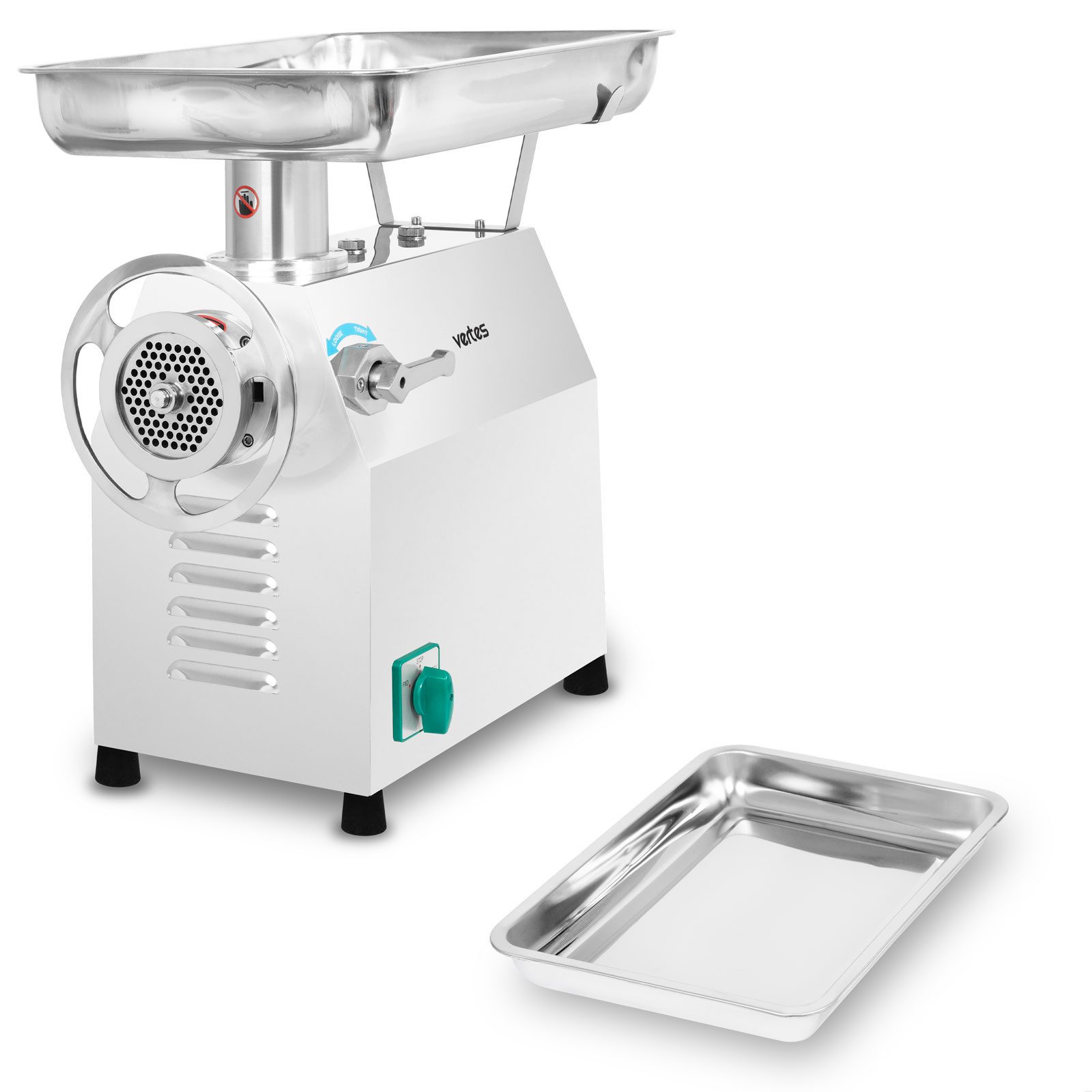 vertes Fleischwolf Faschiermaschine Elektrisch, Edelstahl, 1500W, 320 kg/h, Größe 32, Professionell f. Gastro, 2 Einfüllschalen