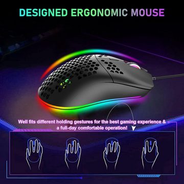 LexonTech mit RGB Hintergrundbeleuchtung Tastatur- und Maus-Set, Kombo Eintauchen in faszinierendes RGB-Hard,PlugandPlay Kompatibilität