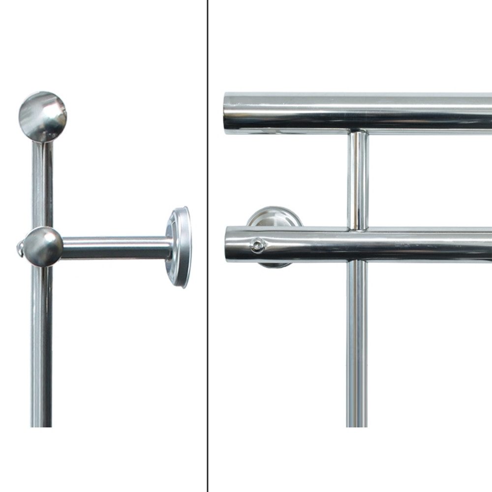 ECD Germany Brüstungsgeländer Französischer Balkon aus Edelstahl Balkongeländer Balkongitter, 184 cm Länge, 90 cm Höhe, Fenstergitter mit 14 Füllstäben Stabgeländer Geländer glänzend