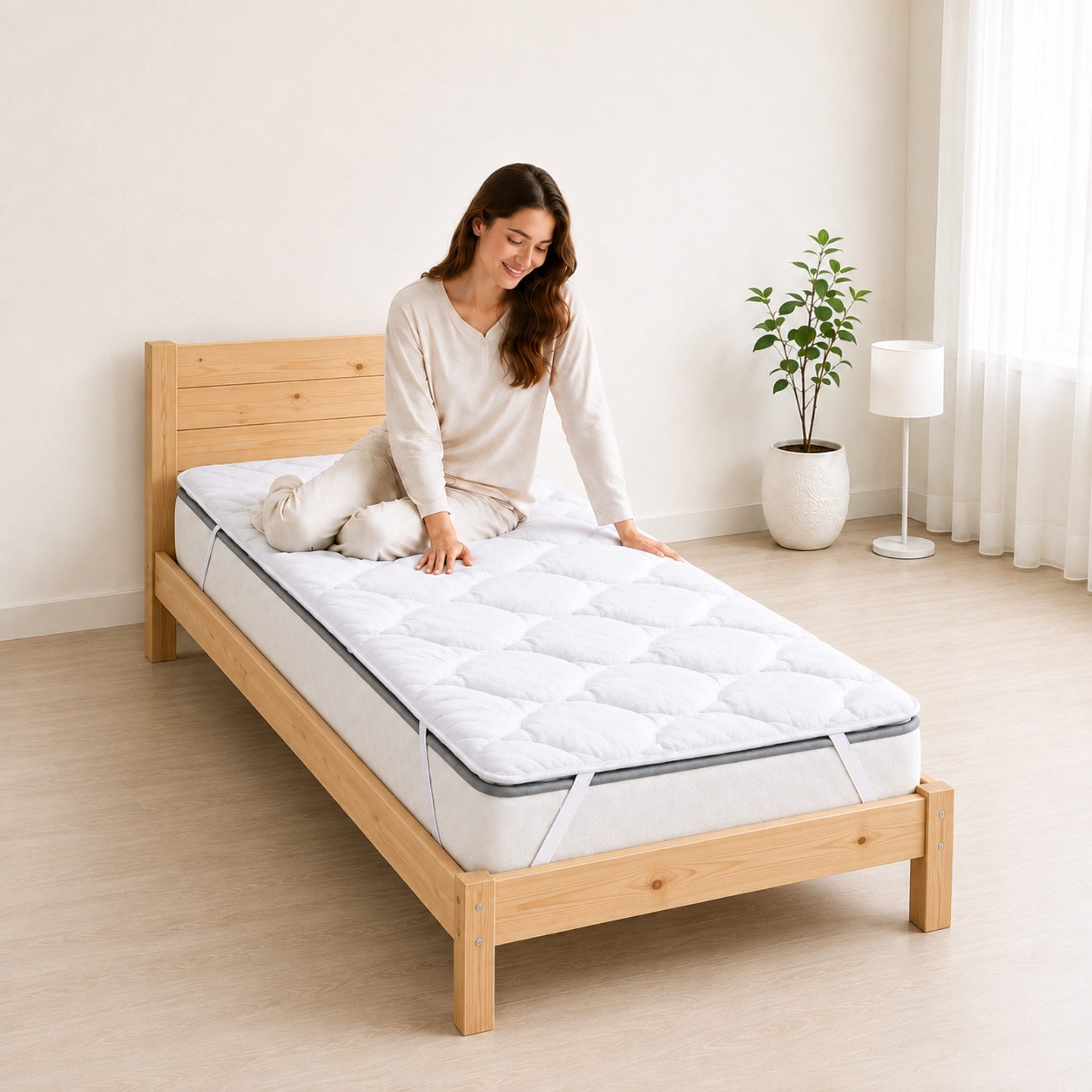 Matratzenschoner Matratzentopper Mikrofaser - Waschbare Komfort Matratzenauflage KNERST, OEKO-TEX Matratzenschoner 90x200 cm mit Eckgummis - Pflegeleicht 95°C