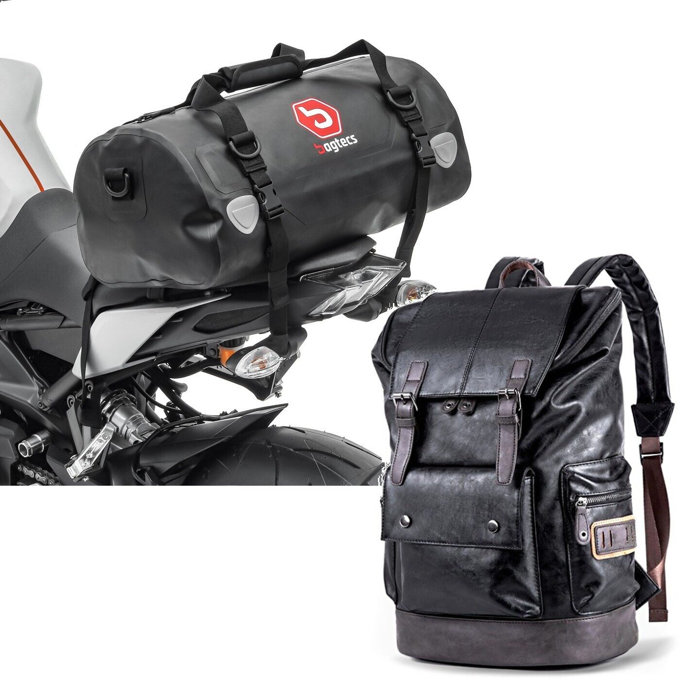 Bagtecs Reisetasche Set: Motorrad Hecktasche Drybag XF30 Wasserdicht Volumen 30l # mit Ruc