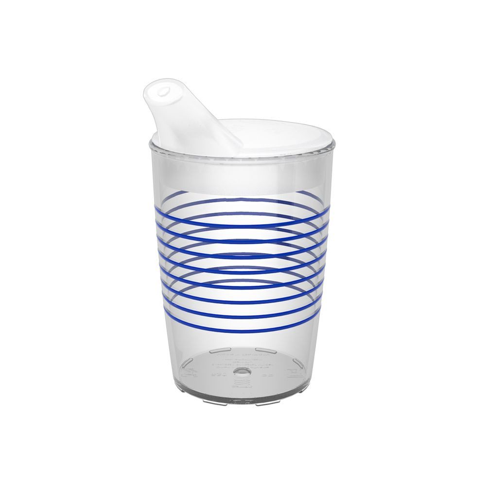 Ornamin Schnabelbecher mit Antirutsch-Trick Blume/Ringe mit Schnabelaufsatz/Trinkaufsatz, 1-tlg., SAN, Trinkhilfe l Alltagshilfe l BPA-frei l Made in Germany