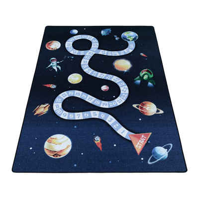 Kinderteppich für Spiel-Kinderzimmer Weltraum Design für Jungs und Mädchen, Stilvoll Günstig, Rechteck, Höhe: 7 mm