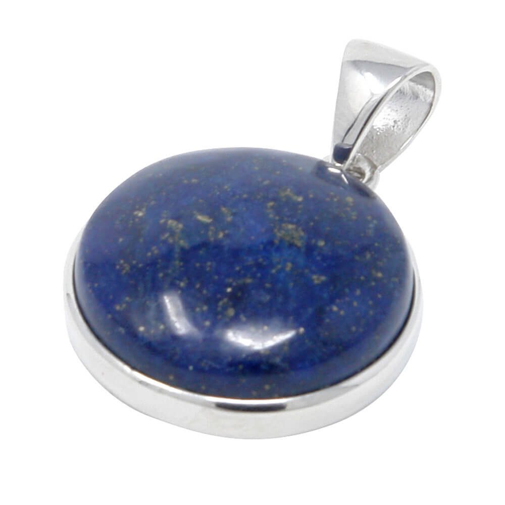 Schmuck Krone Kettenanhänger Anhänger Lapis-Lazuli blau & 925 Silber, rund, Silber 925 – Bild 3 von 4