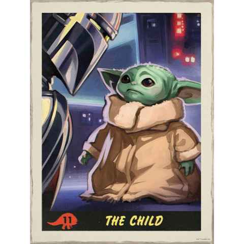 Komar Wandbild Mandalorian The Child Trading Card, Disney, Star Wars (1 St), Kinderzimmer, Schlafzimmer, Wohnzimmer