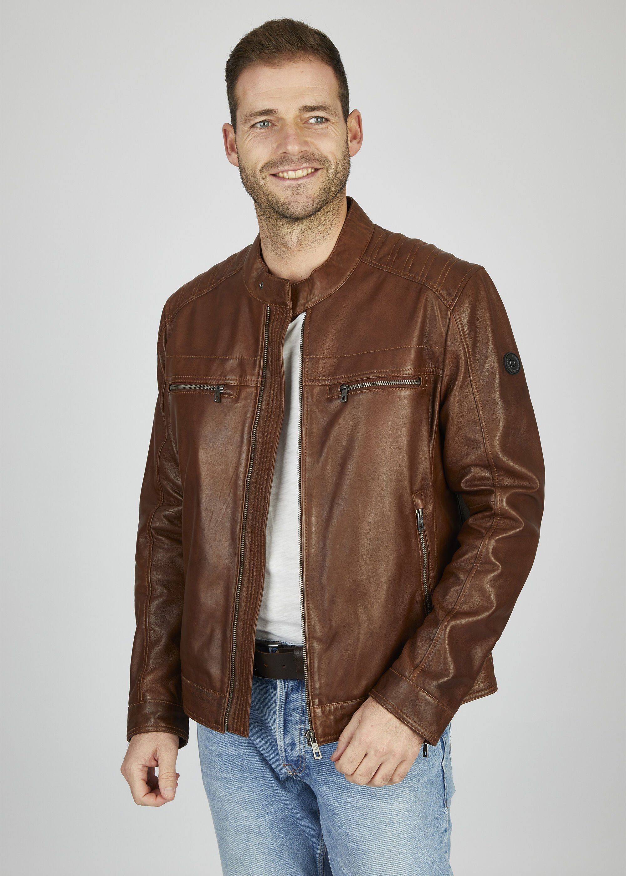 bugatti Lederjacke BUAMADEO (1-St) mit Stehkragen günstig online kaufen