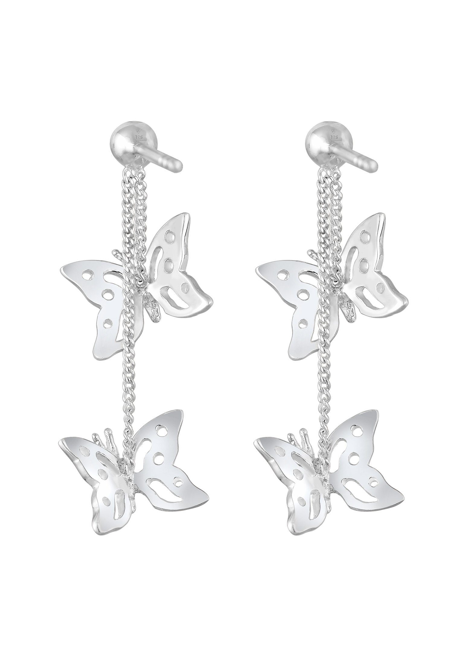 Schmetterling Schmetterling Silber Kristalle 925, Paar Weiß Elli Ohrhänger Natur