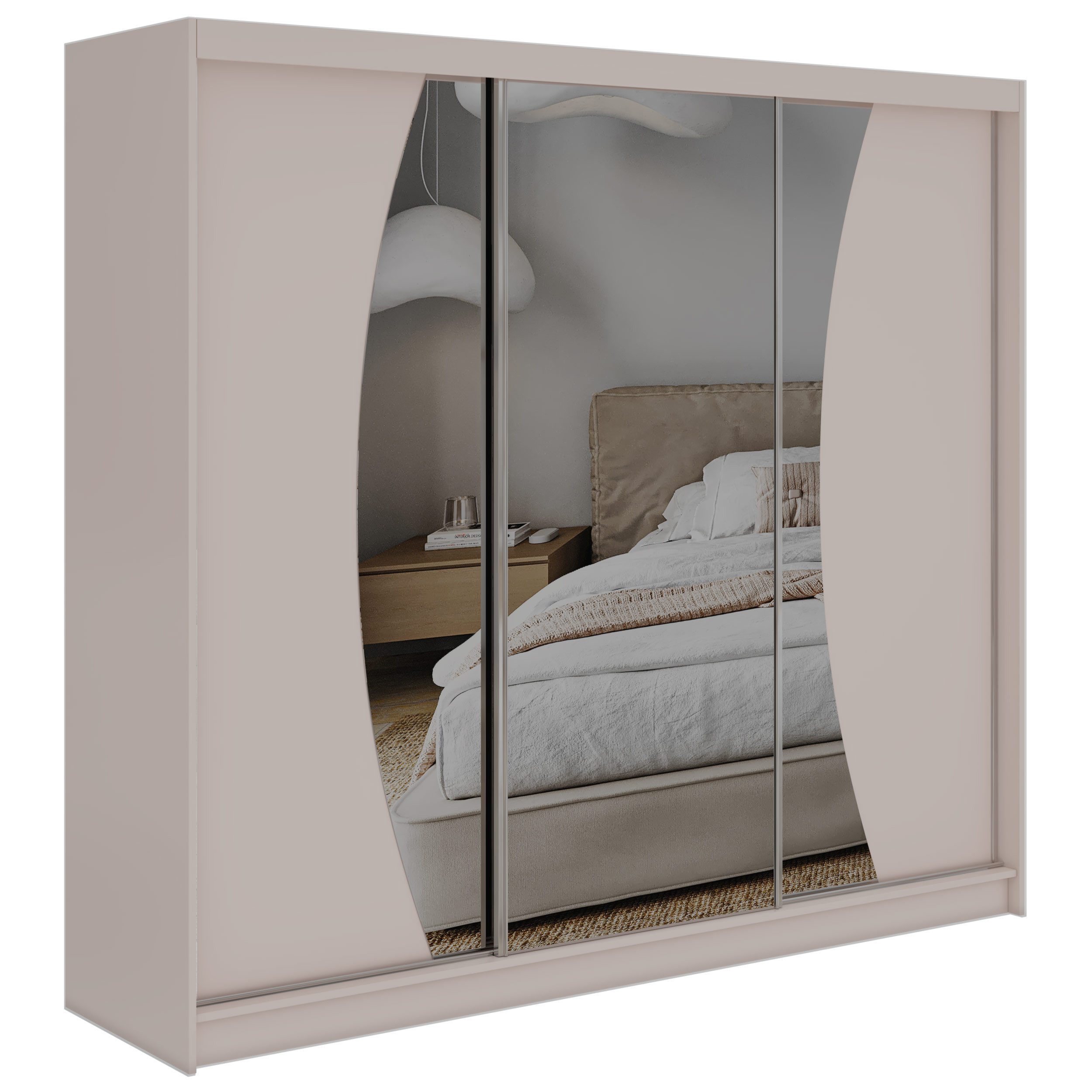 MKS MÖBEL Schiebetürenschrank VERONA 240 (mit Schubladen/ohne Schubladen, Spiegelschrank mit Kleiderstange) Schwebetürenschrank 240 cm, Kleiderschrank, modernes Design