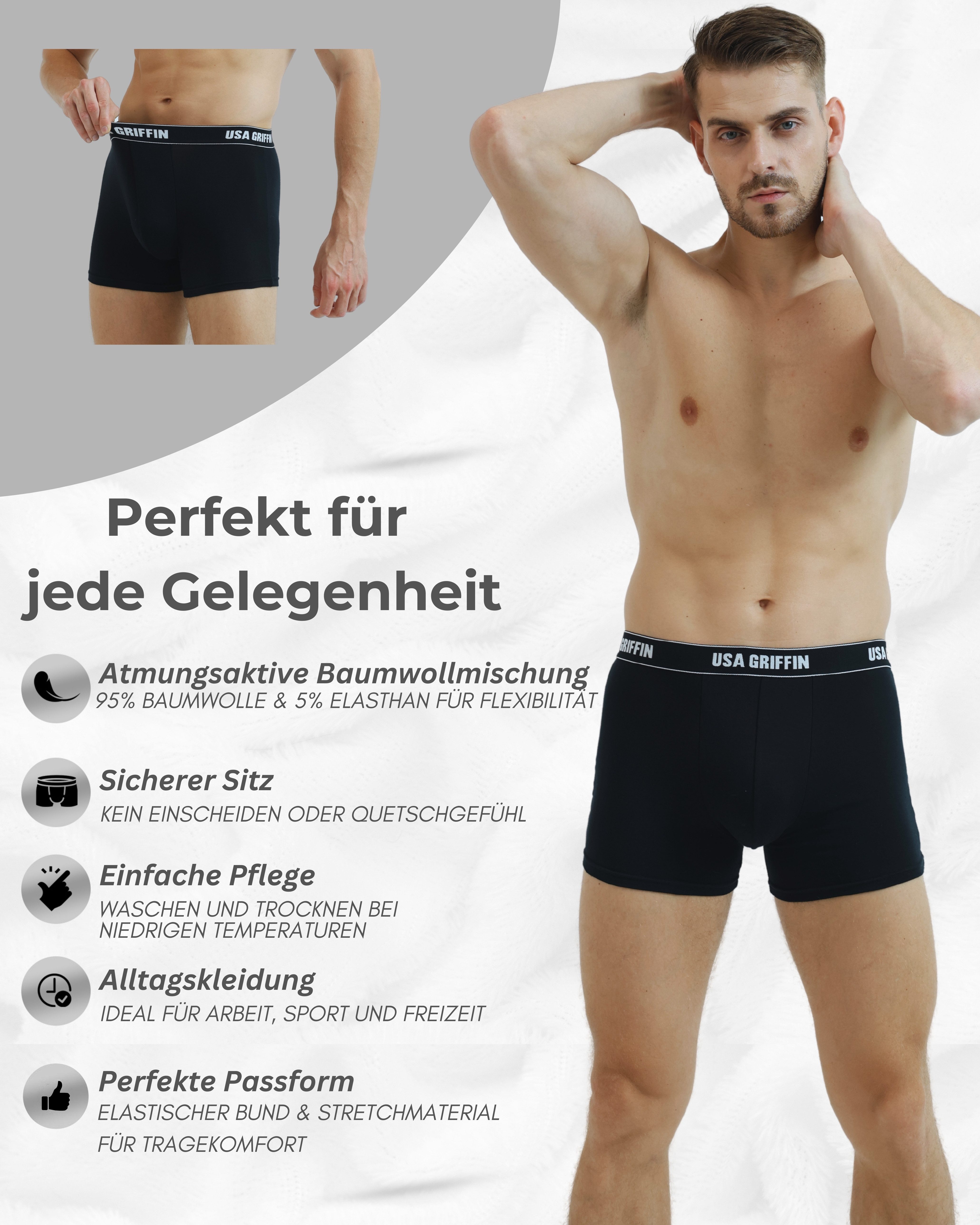 USA Griffin Boxershorts Herren Unterhosen (SET, 3er Pack) Stretchmaterial günstig online kaufen