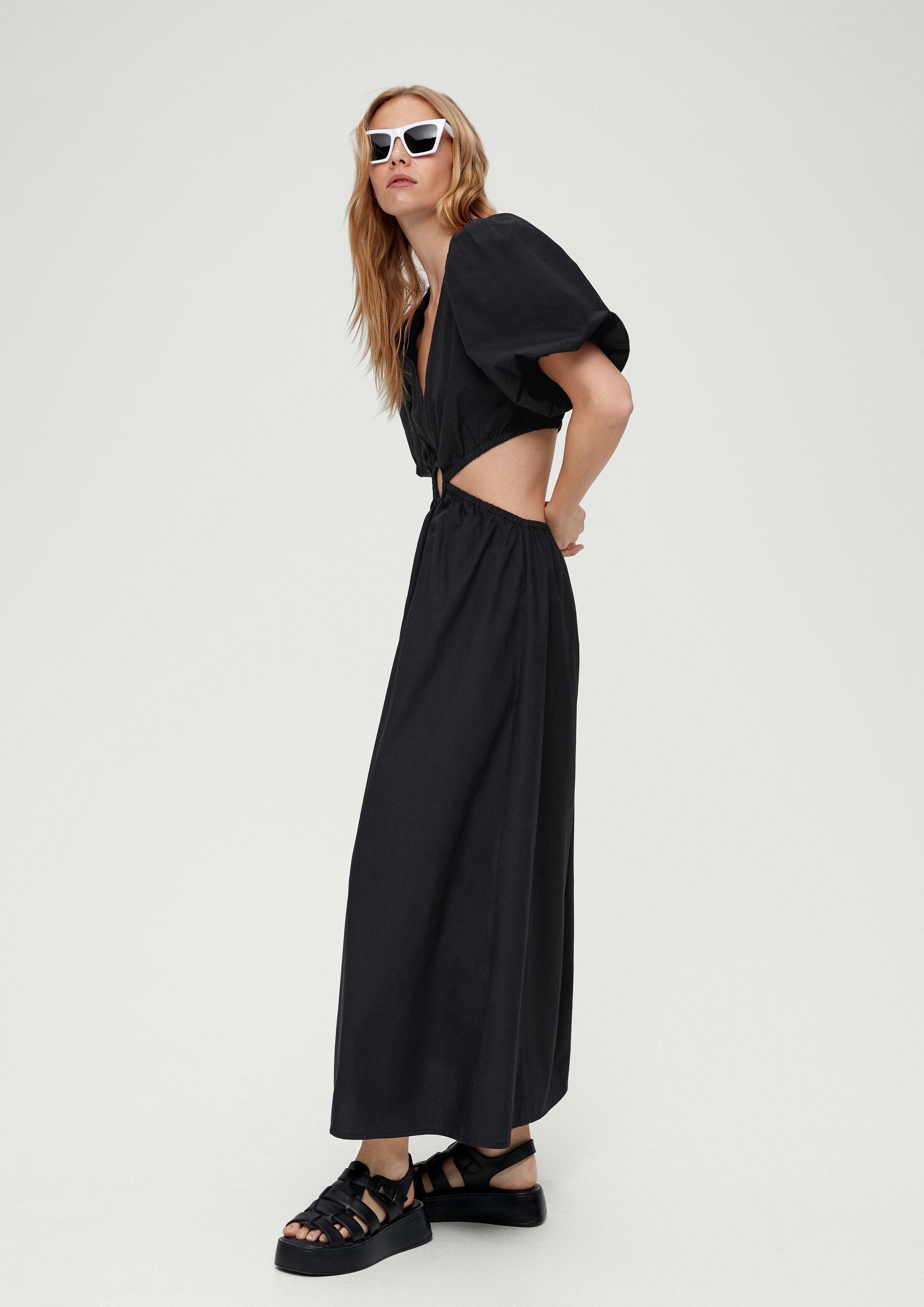 QS Maxikleid Kleid Zweiteiliges Popeline-Kleid