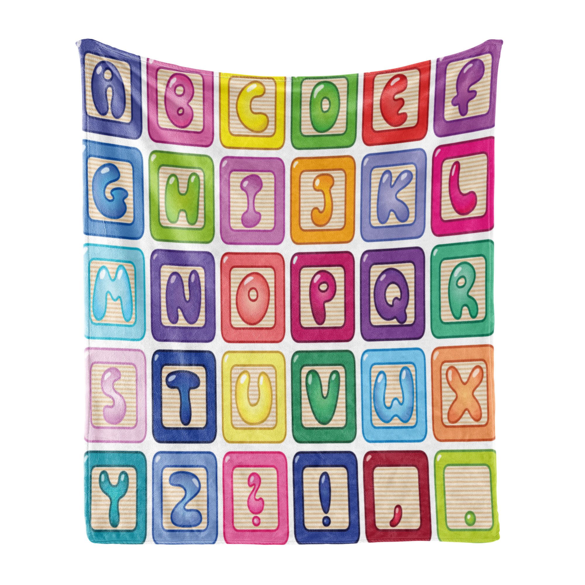 Wohndecke Gemütlicher Plüsch für den Innen- und Außenbereich, Abakuhaus, Nursery Aktivität Englisches Alphabet