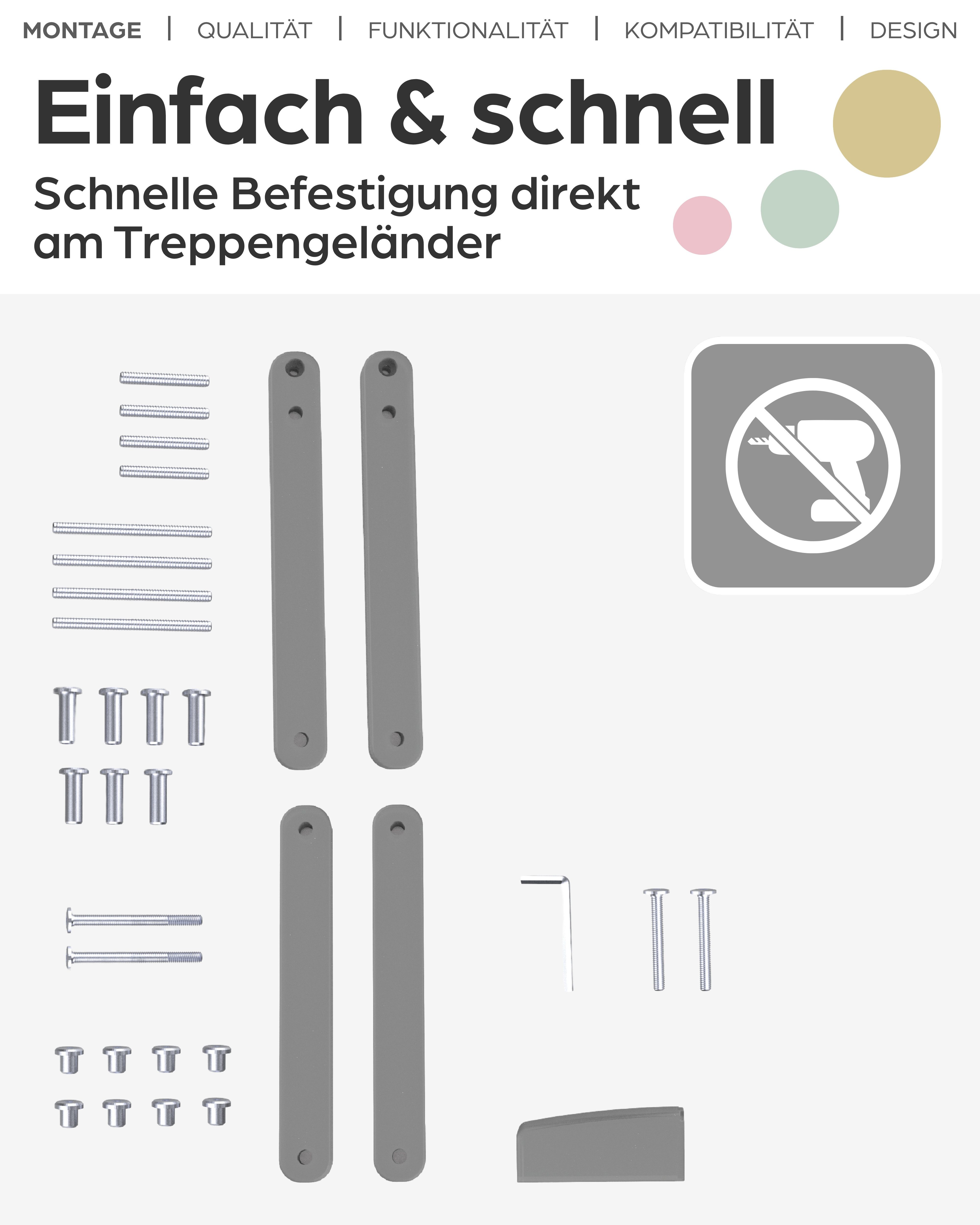 Geuther Türschutzgitter Zusatzklemmen 0036ZK+ für Treppengeländer (2 St) (2 St), Zusatzklemmen zur Montage am Treppengeländer