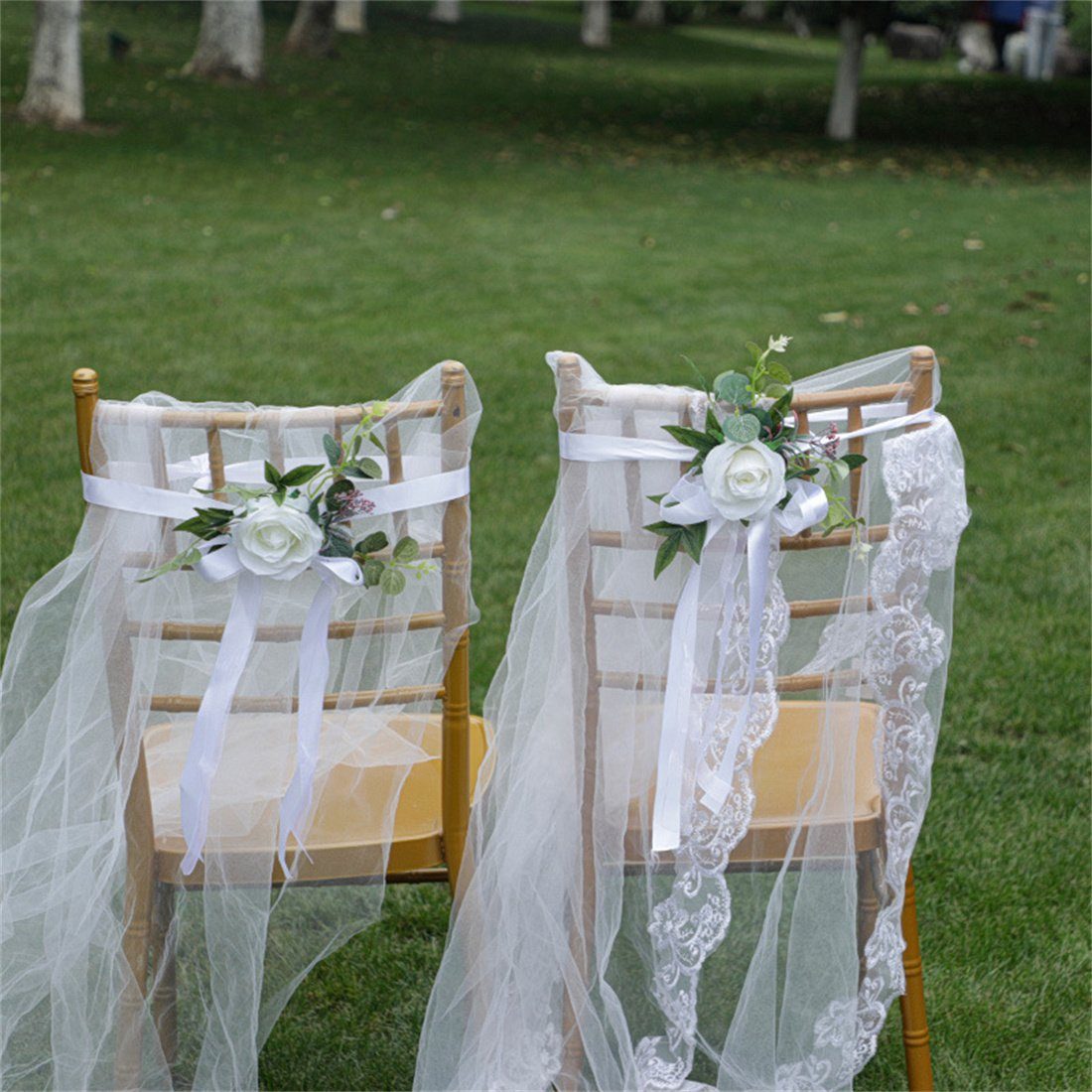 Kunstkranz DÖRÖY Hochzeiten, Stuhllehne Dekorative Blumen Grün, für Gelb simuliertes bei die