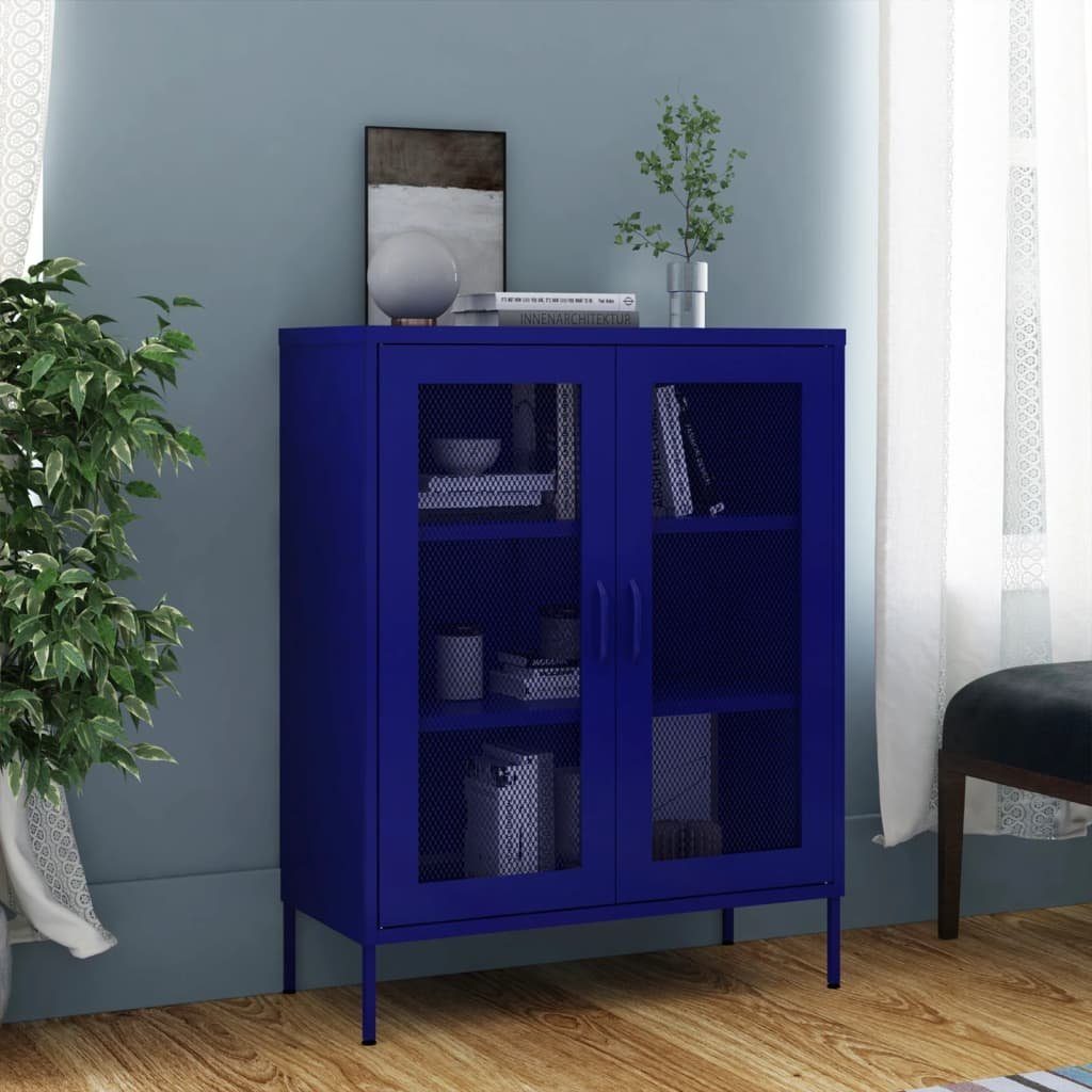 vidaXL Aktenschrank Lagerschrank Marineblau 80x35x101,5 cm Stahl (1-St)