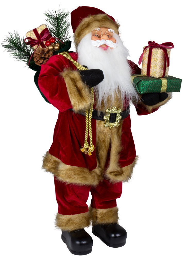 Christmas Paradise Weihnachtsmann Sven Dekofigur 60cm, Weihnachtsdeko Gold-Braun Rot
