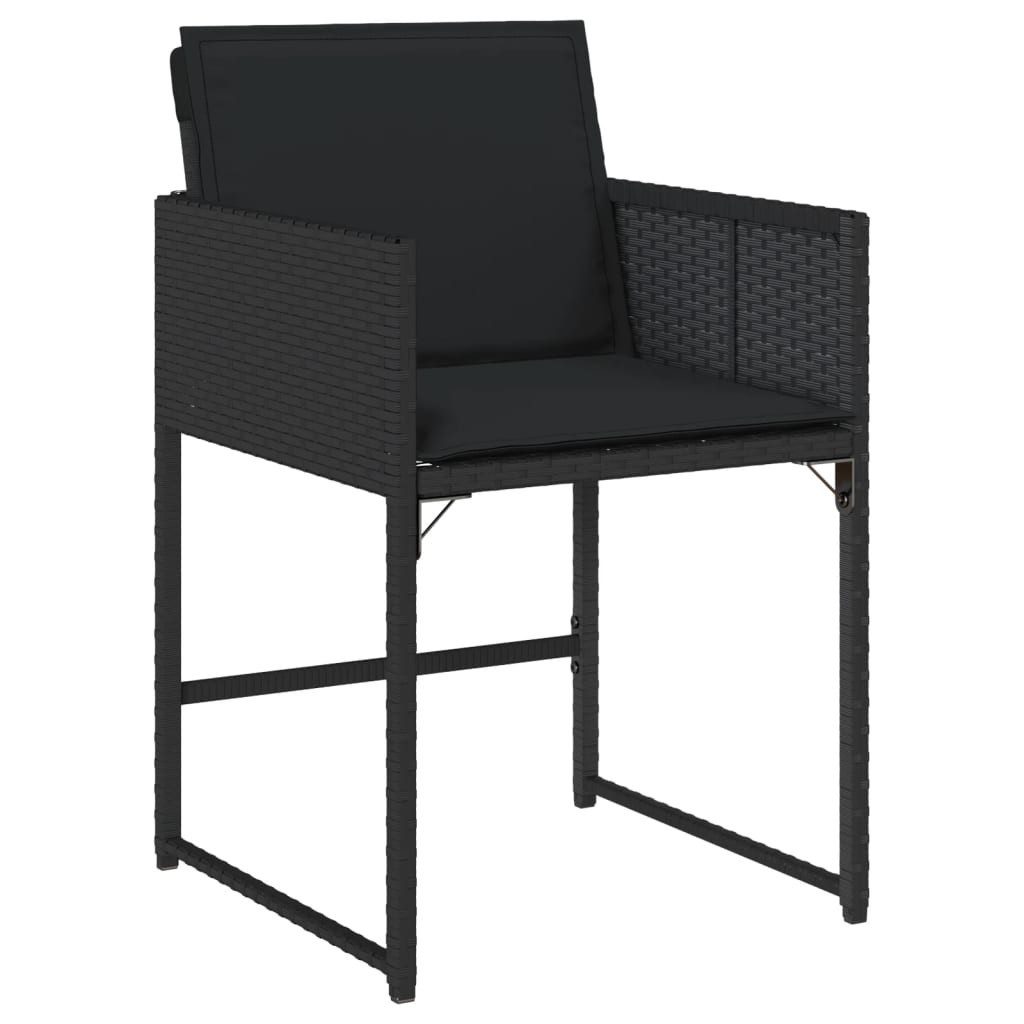 vidaXL Garten-Essgruppe 7-tlg. Garten-Essgruppe mit Kissen Schwarz Poly Rattan, (6-tlg)