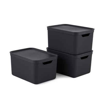 ROTHO Aufbewahrungsbox »mit Deckel, Kunststoff (PP recycelt)« (Aufbewahrungsboxen, 3er-Set)