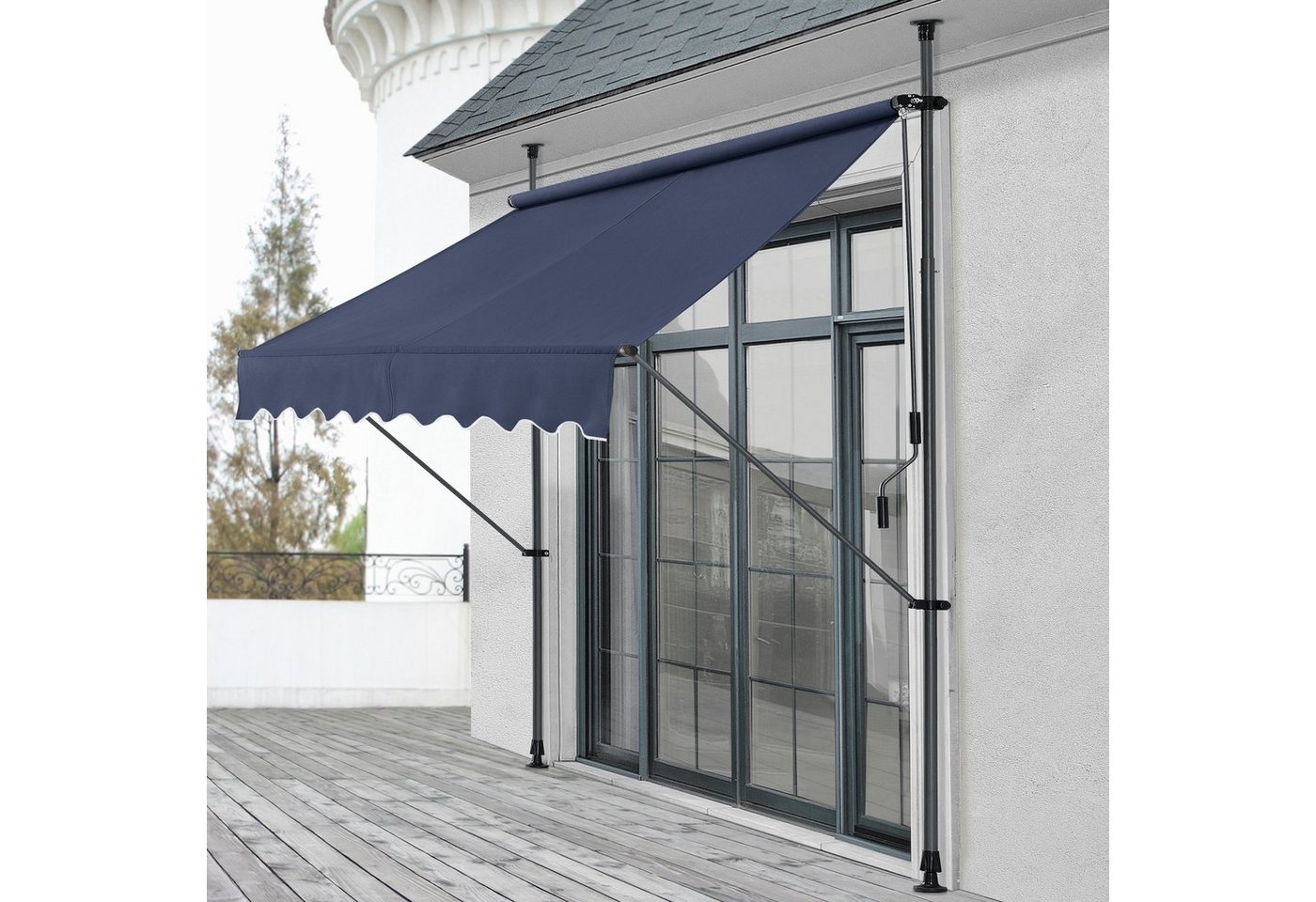 Thumbnail - pro.tec Klemmmarkise »Stem« ohne Bohren Stahlgestell 150x120x220-309 cm Dunkelblau